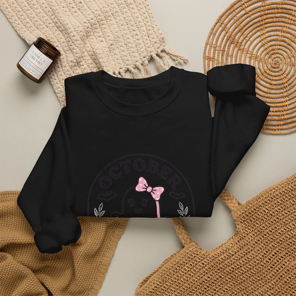 Pink Boo Crew Breast Cancer Awareness Sweatshirt | October ribbon, survivor support