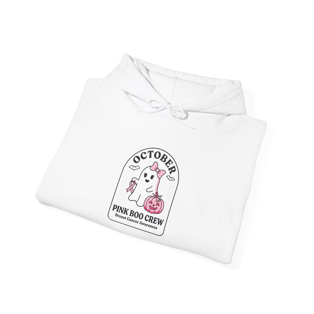 October Pink Dog Crew Hoodie | Breast Cancer Awareness Ribbon, Support Tee