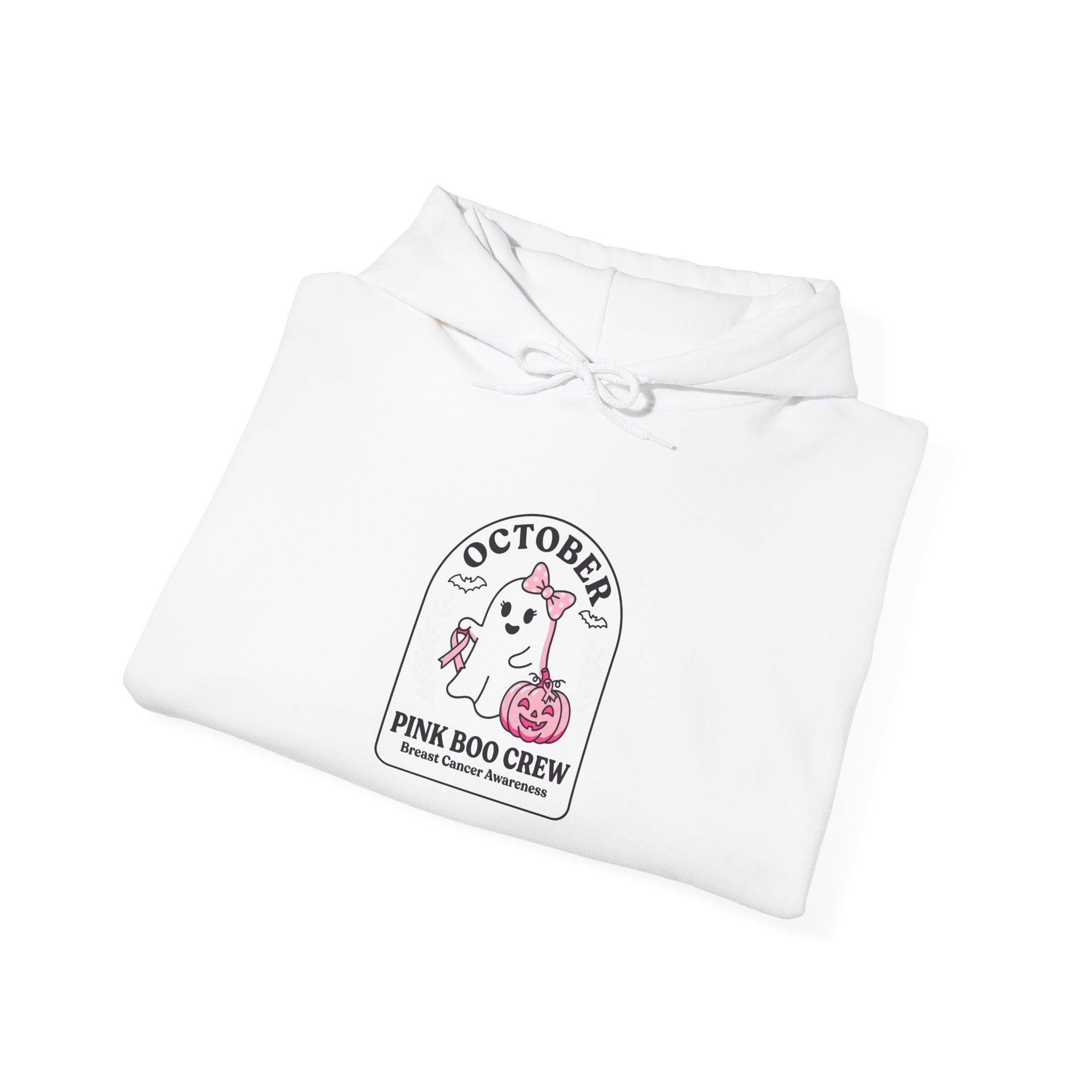 October Pink Dog Crew Hoodie | Breast Cancer Awareness Ribbon, Support Tee
