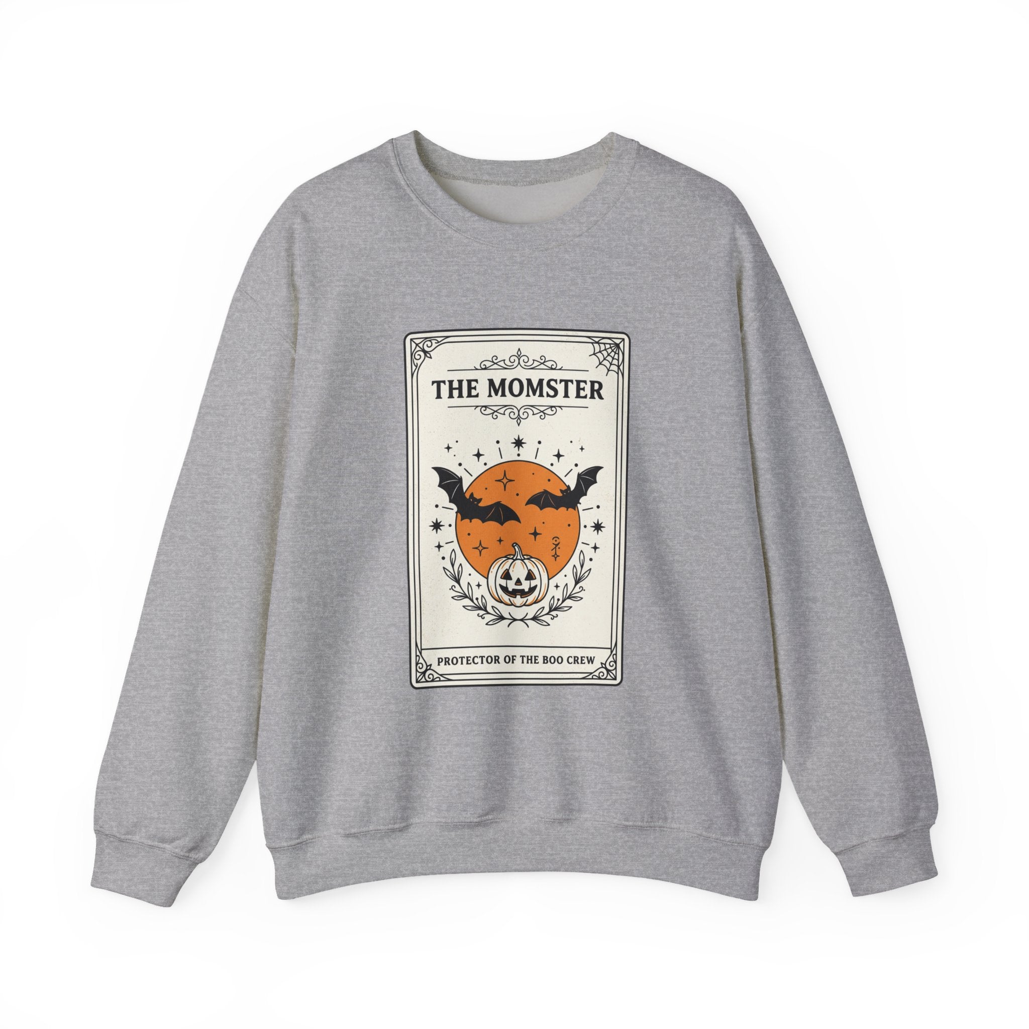 Momster Halloween Crewneck Sweatshirt | Bat Pumpkin Retro Spooky Graphic