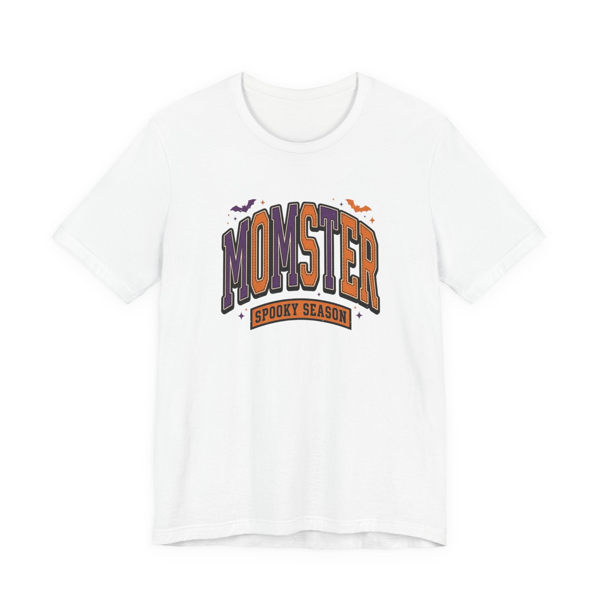 Momster Spooky Season Tee | Halloween Mom shirt, bats, purple & orange