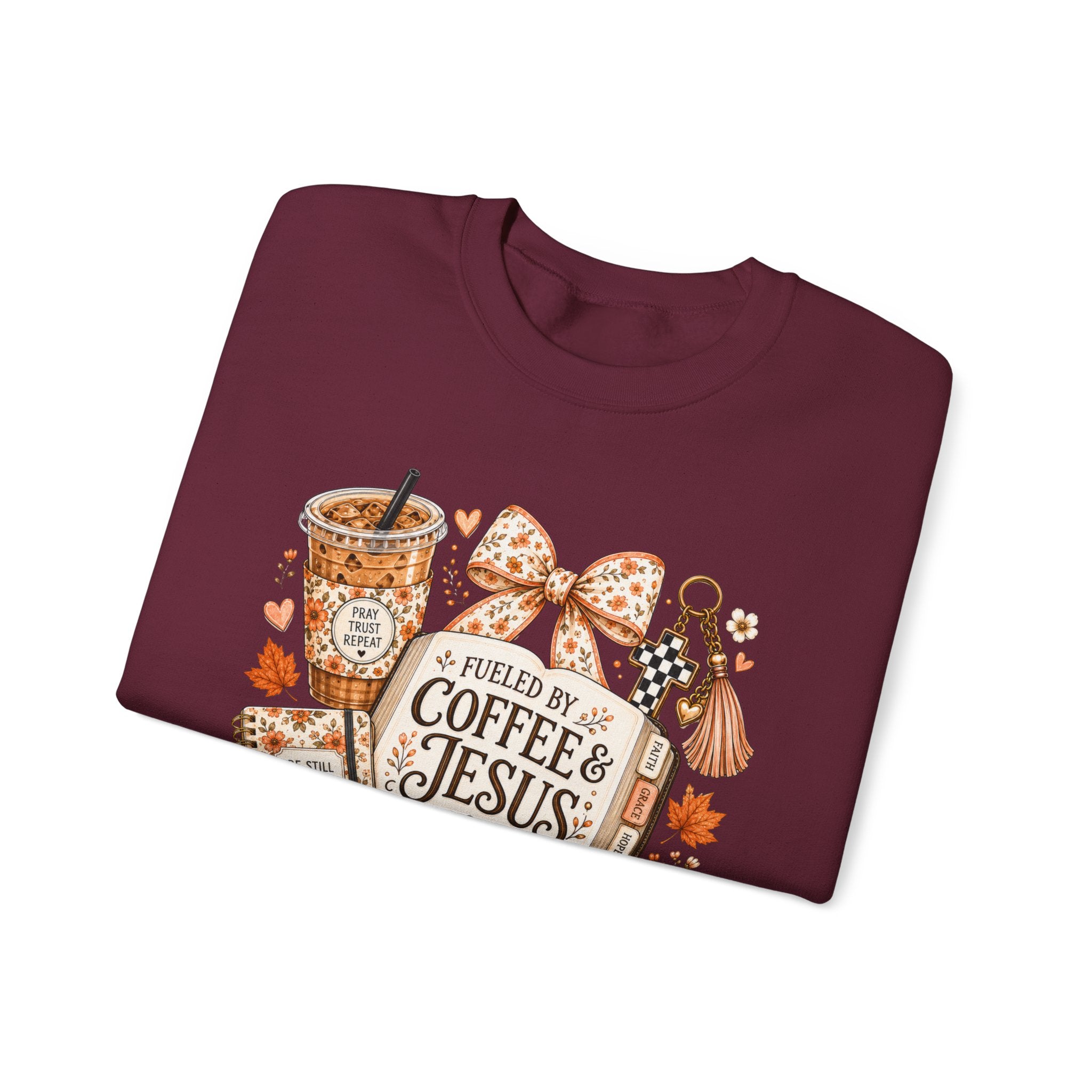 Christian Coffee Sweatshirt — "Fueled by Coffee & Jesus" Crewneck