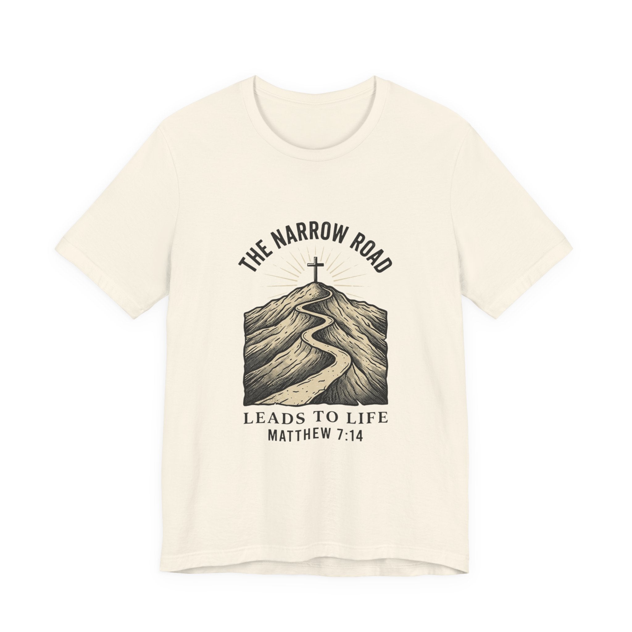 The Narrow Road Tee | Christian Streetwear, Matthew 7:14 Scripture Graphic