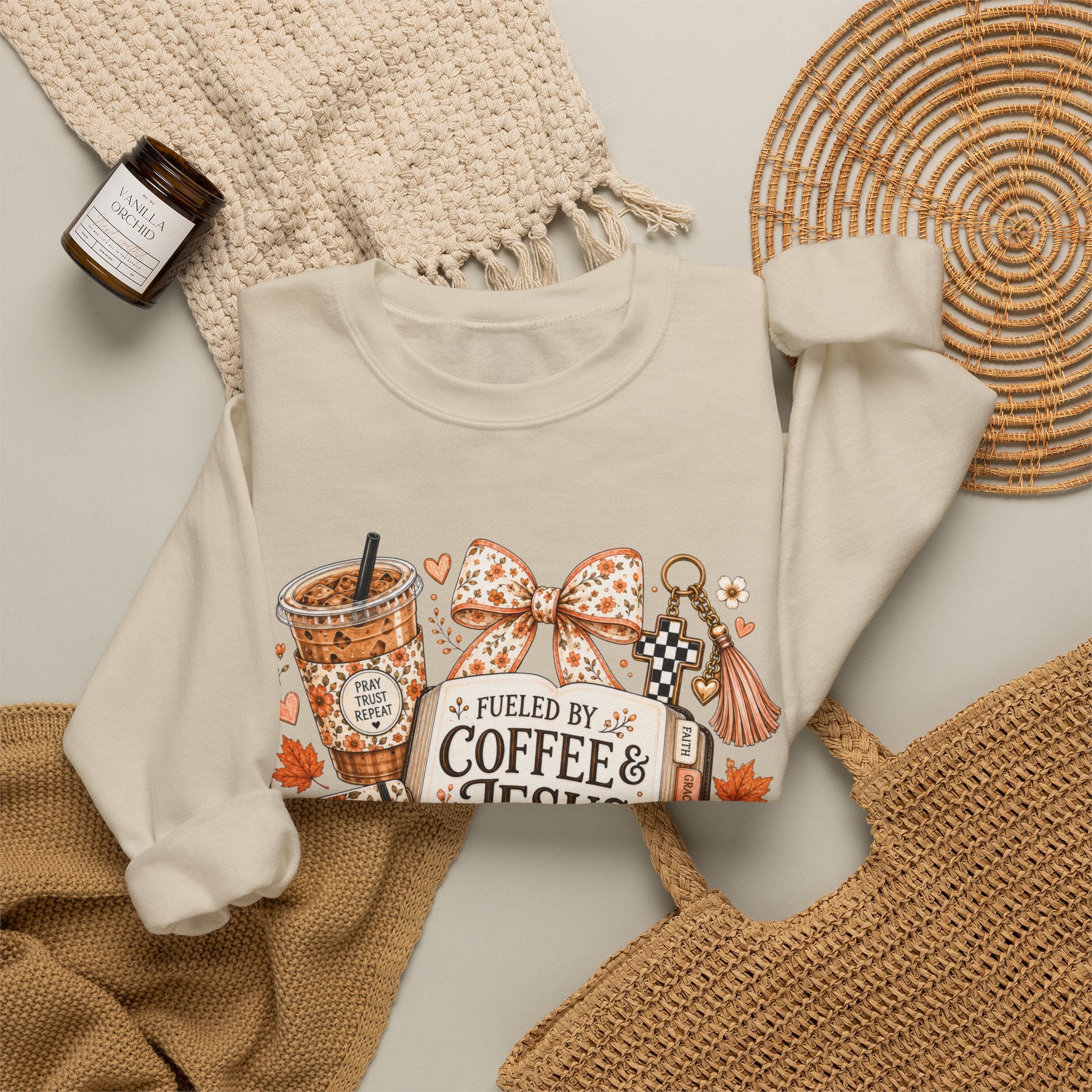 Christian Coffee Sweatshirt — "Fueled by Coffee & Jesus" Crewneck