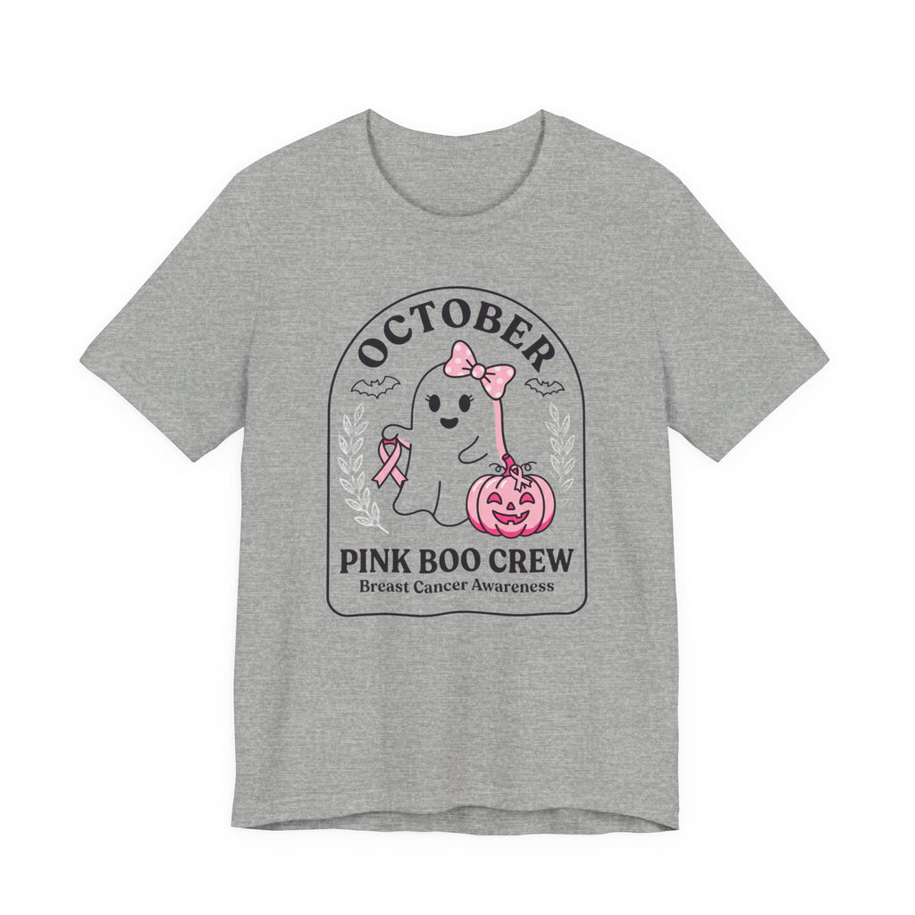 Pink Boo Crew Tee | Breast Cancer Awareness Ribbon, October Halloween Support
