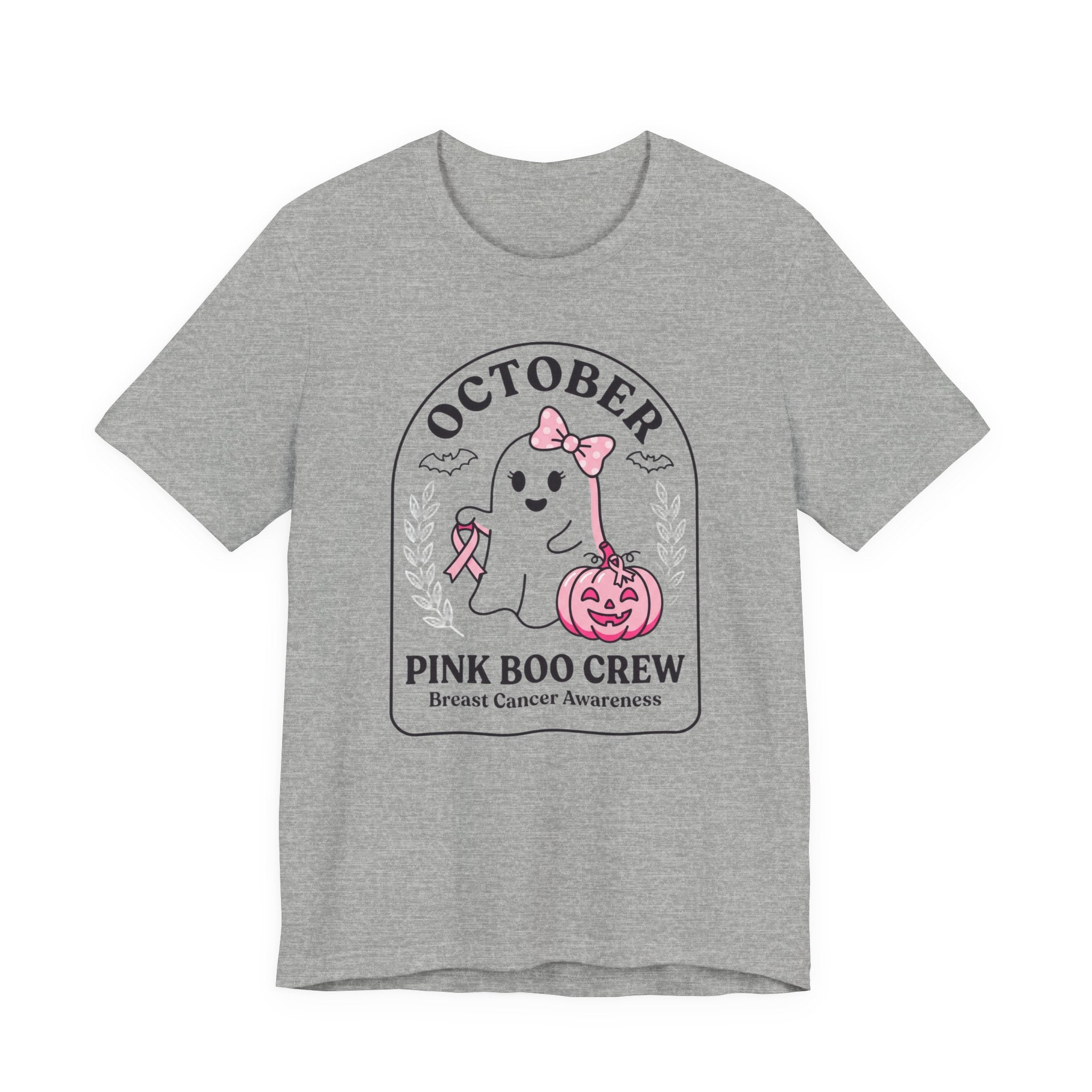 Pink Boo Crew Tee | Breast Cancer Awareness Ribbon, October Halloween Support