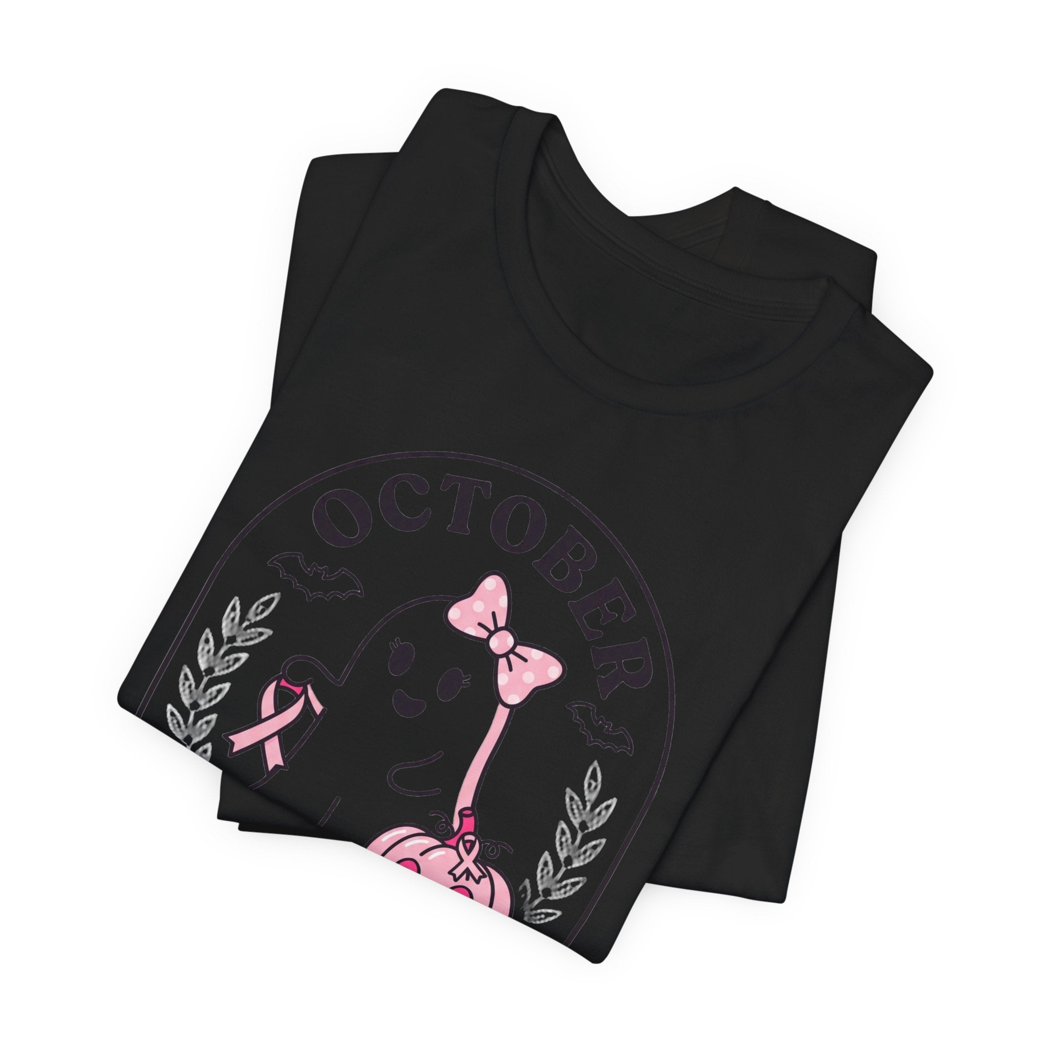 Pink Boo Crew Tee | Breast Cancer Awareness Ribbon, October Halloween Support