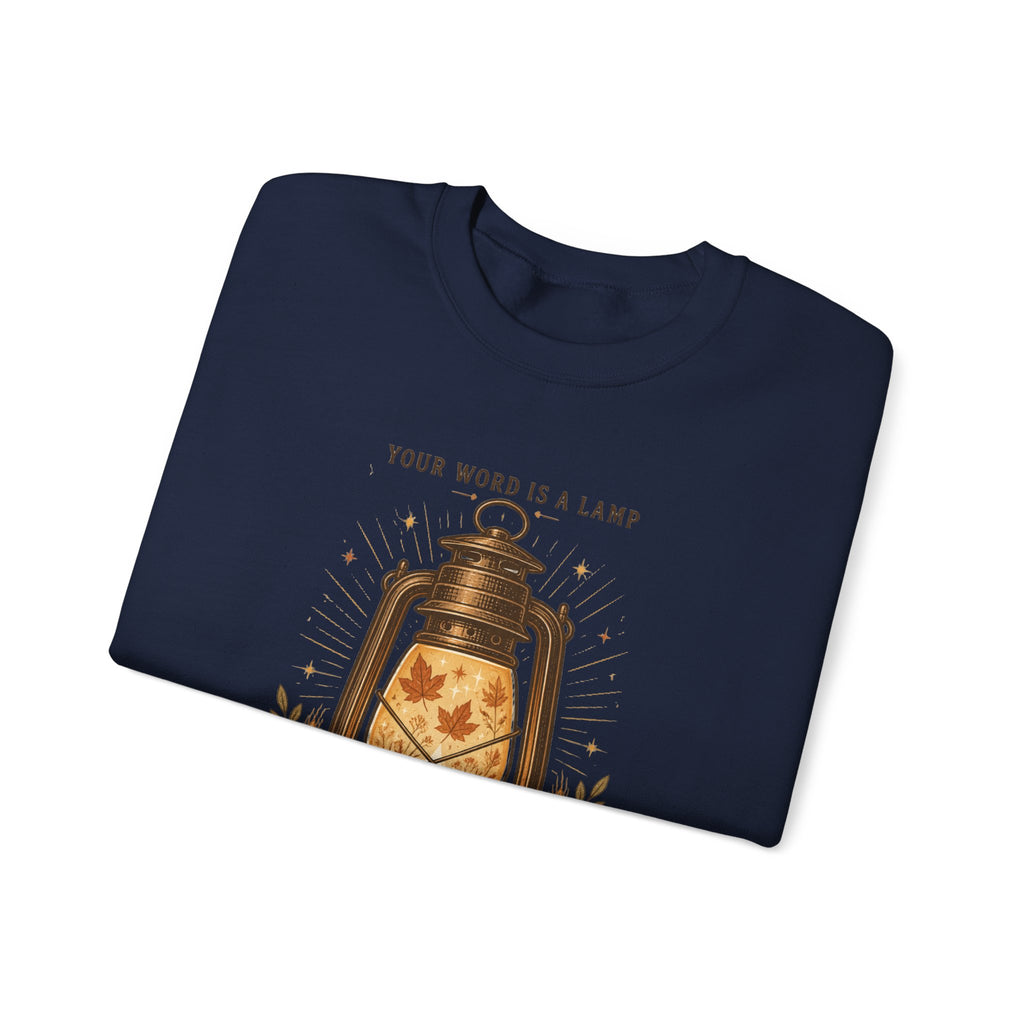 Your Word Is a Lamp Crewneck Sweatshirt | Christian Autumn, Fall Leaves