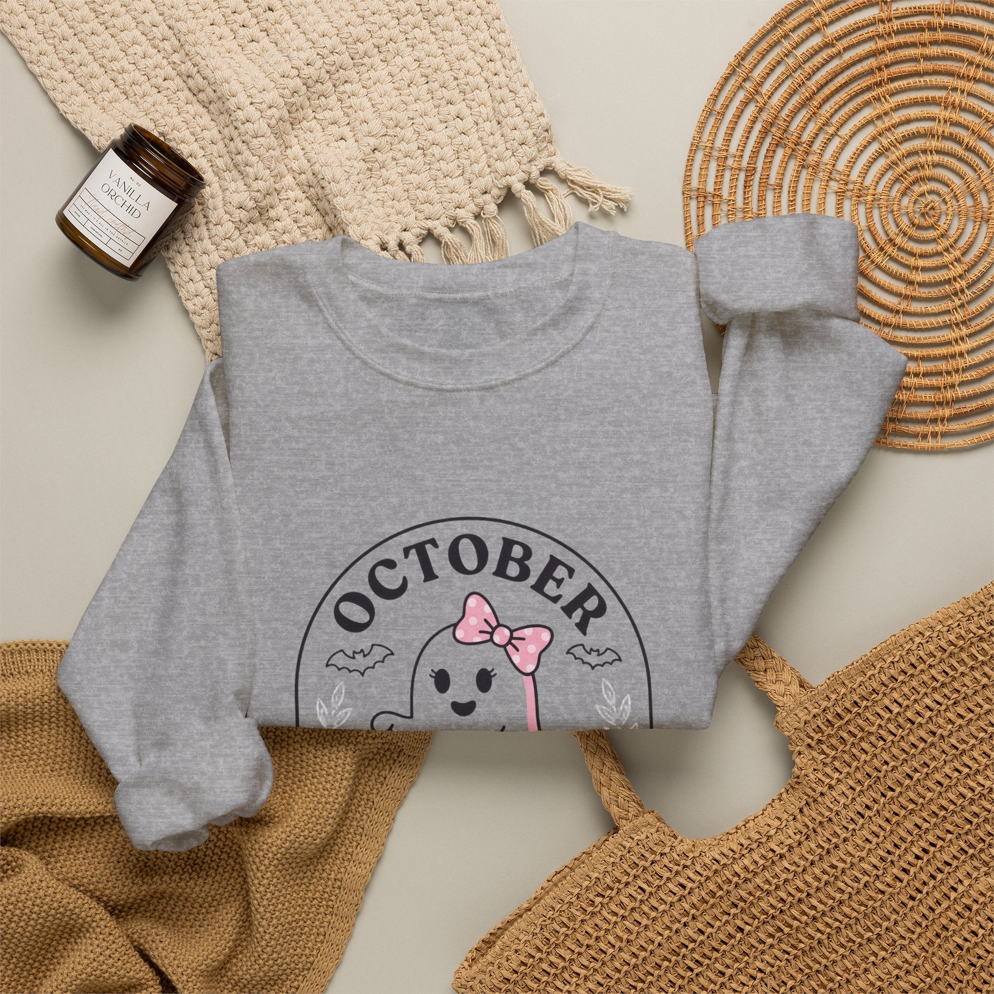 Pink Boo Crew Breast Cancer Awareness Sweatshirt | October ribbon, survivor support