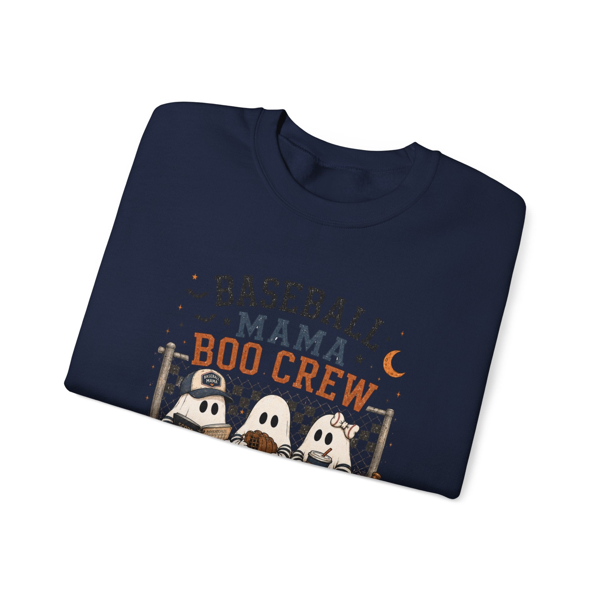 Baseball Mama Boo Crew Sweatshirt — Halloween Baseball Mom Pullover
