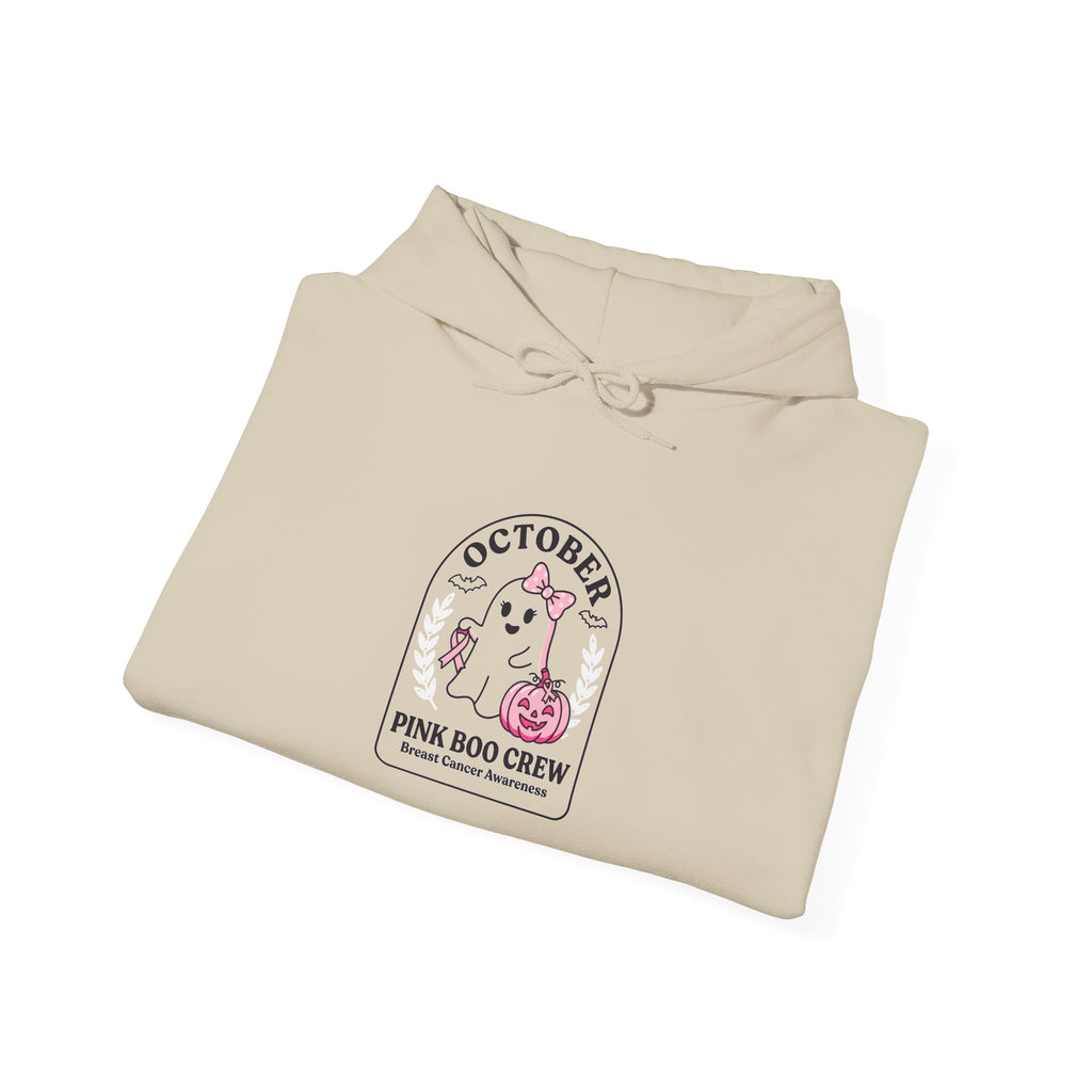 October Pink Dog Crew Hoodie | Breast Cancer Awareness Ribbon, Support Tee