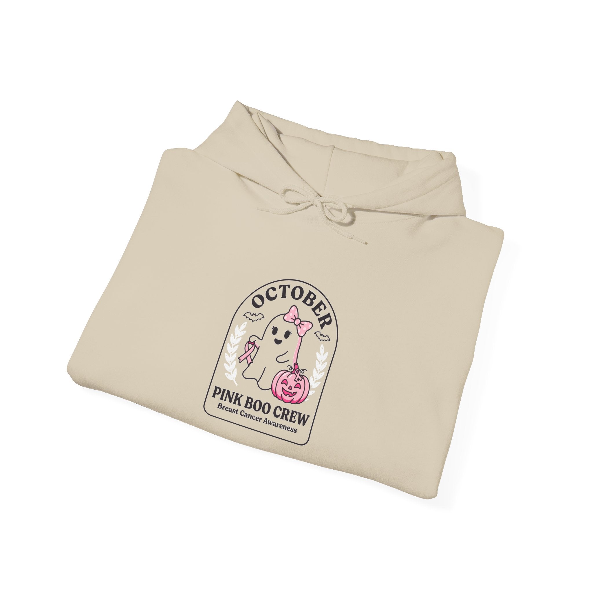 October Pink Dog Crew Hoodie | Breast Cancer Awareness Ribbon, Support Tee