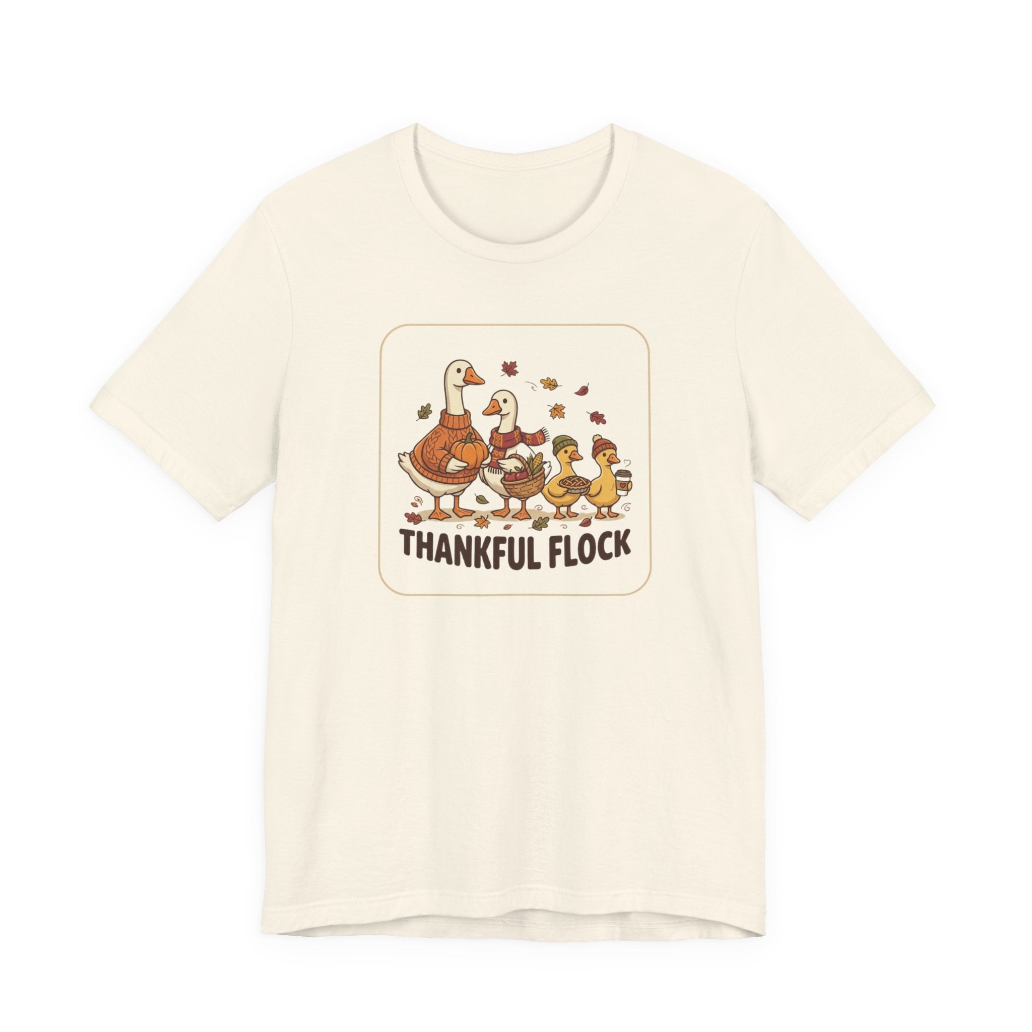 Thankful Flock Tee | Thanksgiving Harvest, Cute Turkey Family, Fall Leaves