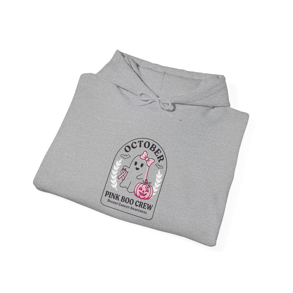 October Pink Dog Crew Hoodie | Breast Cancer Awareness Ribbon, Support Tee