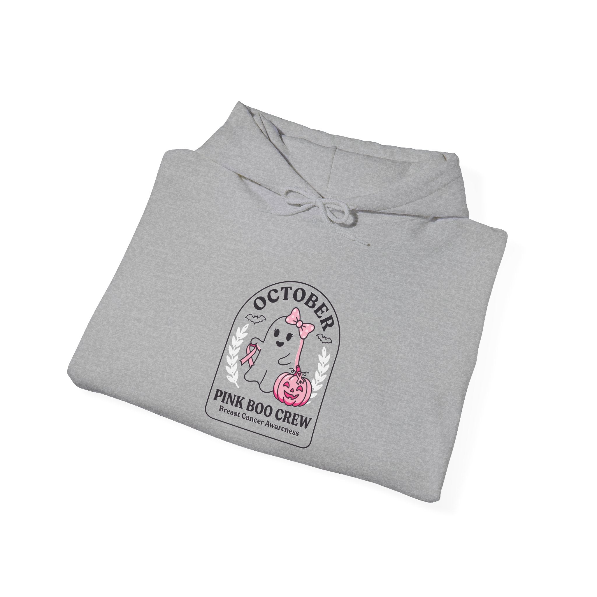 October Pink Dog Crew Hoodie | Breast Cancer Awareness Ribbon, Support Tee