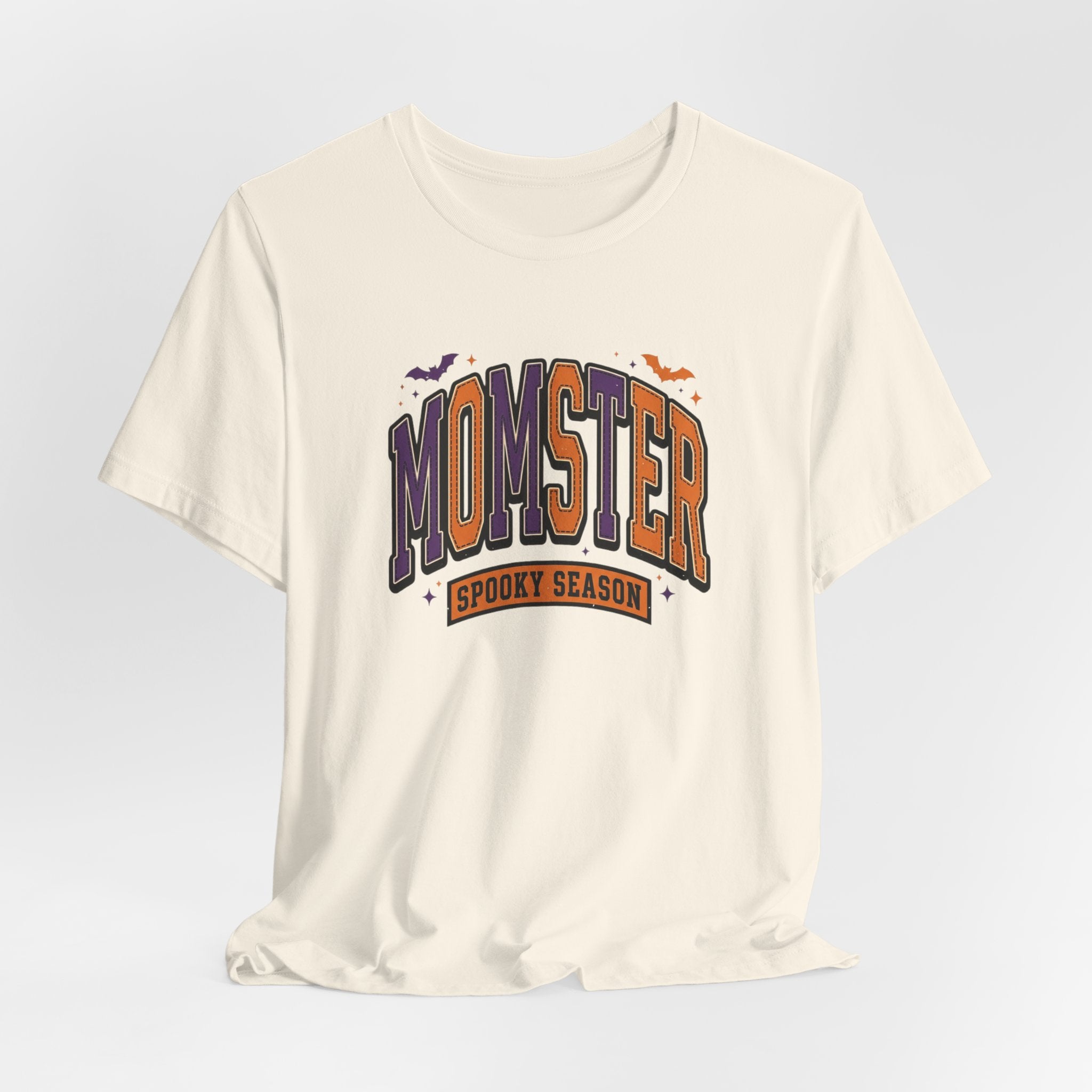 Momster Spooky Season Tee | Halloween Mom shirt, bats, purple & orange