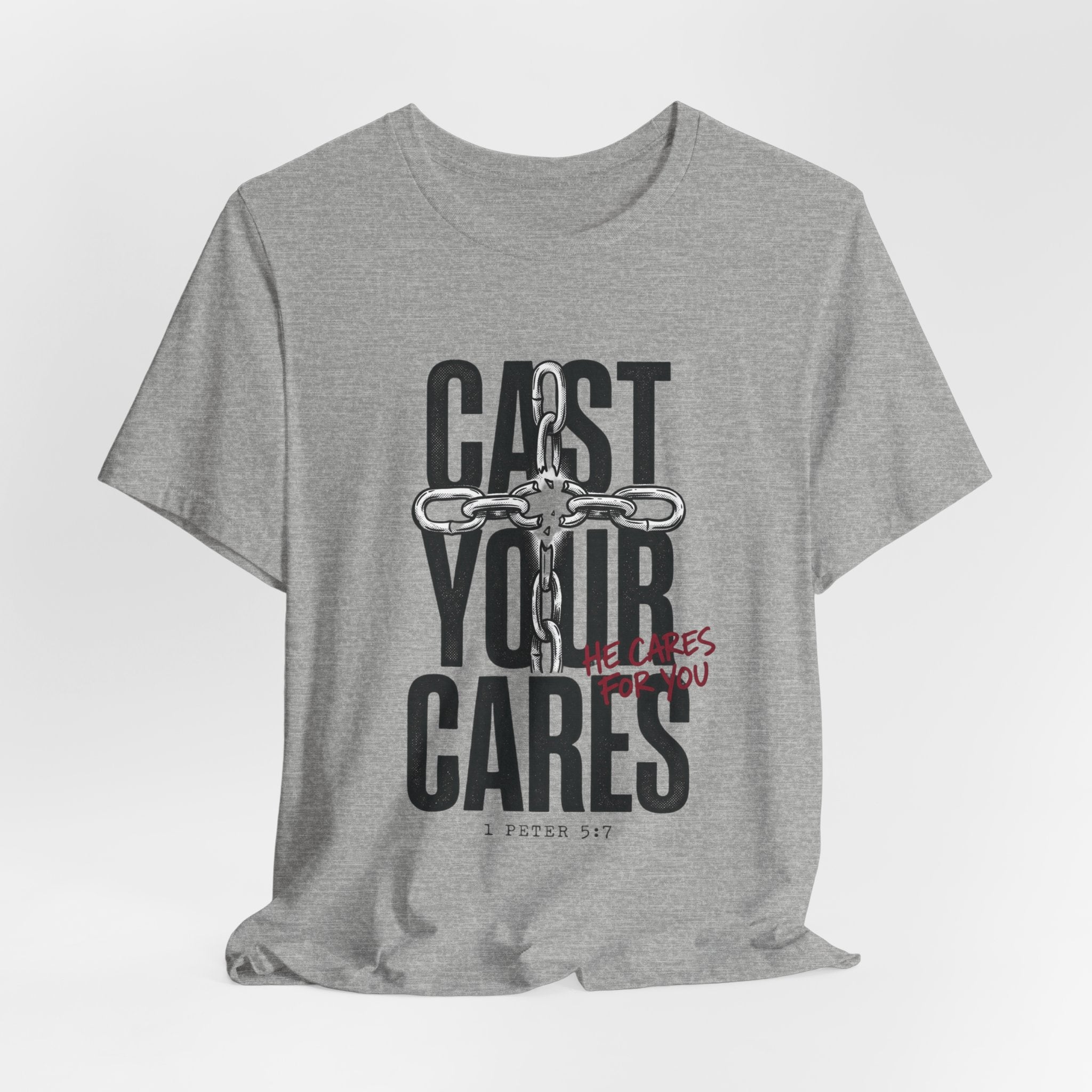 Cast Your Cares Tee | Christian streetwear, scripture cross graphic