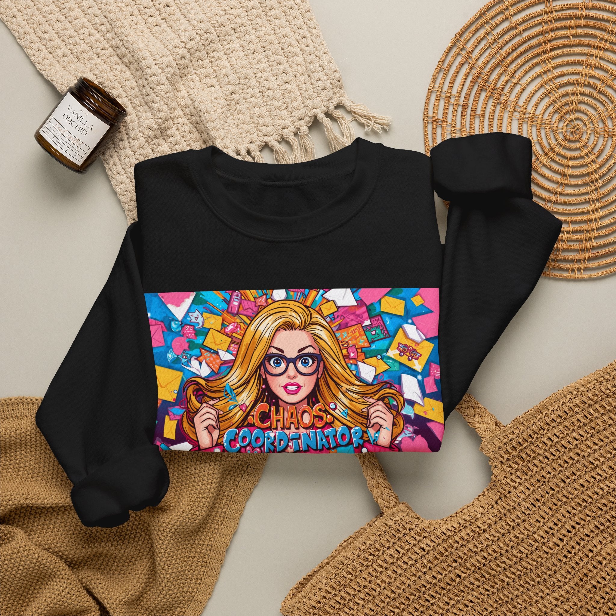 Crewneck Sweatshirt — Colorful ‘Chaos Coordinator’ Pop Art Graphic