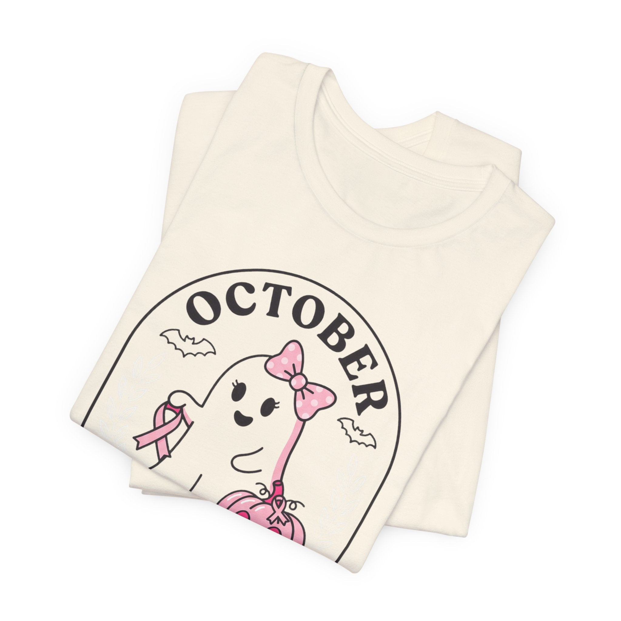 Pink Boo Crew Tee | Breast Cancer Awareness Ribbon, October Halloween Support