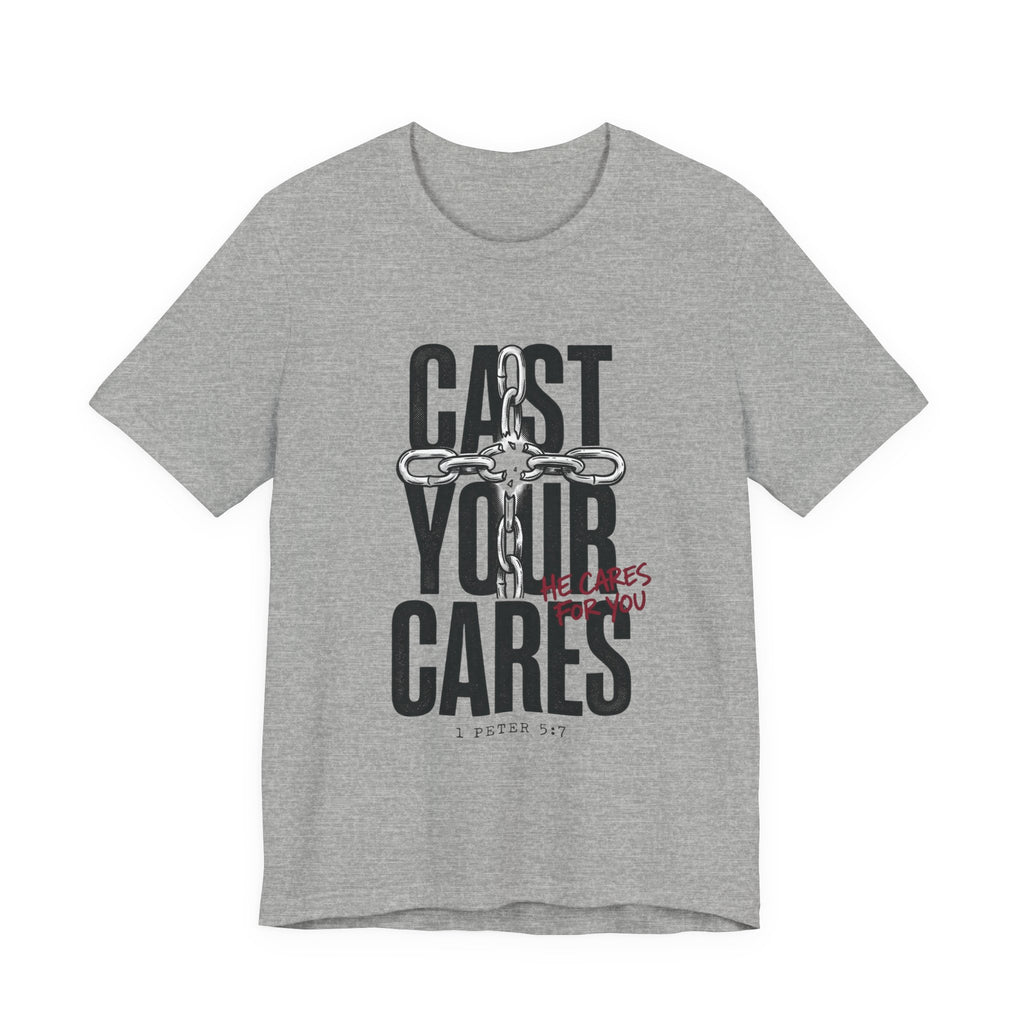 Cast Your Cares Tee | Christian streetwear, scripture cross graphic