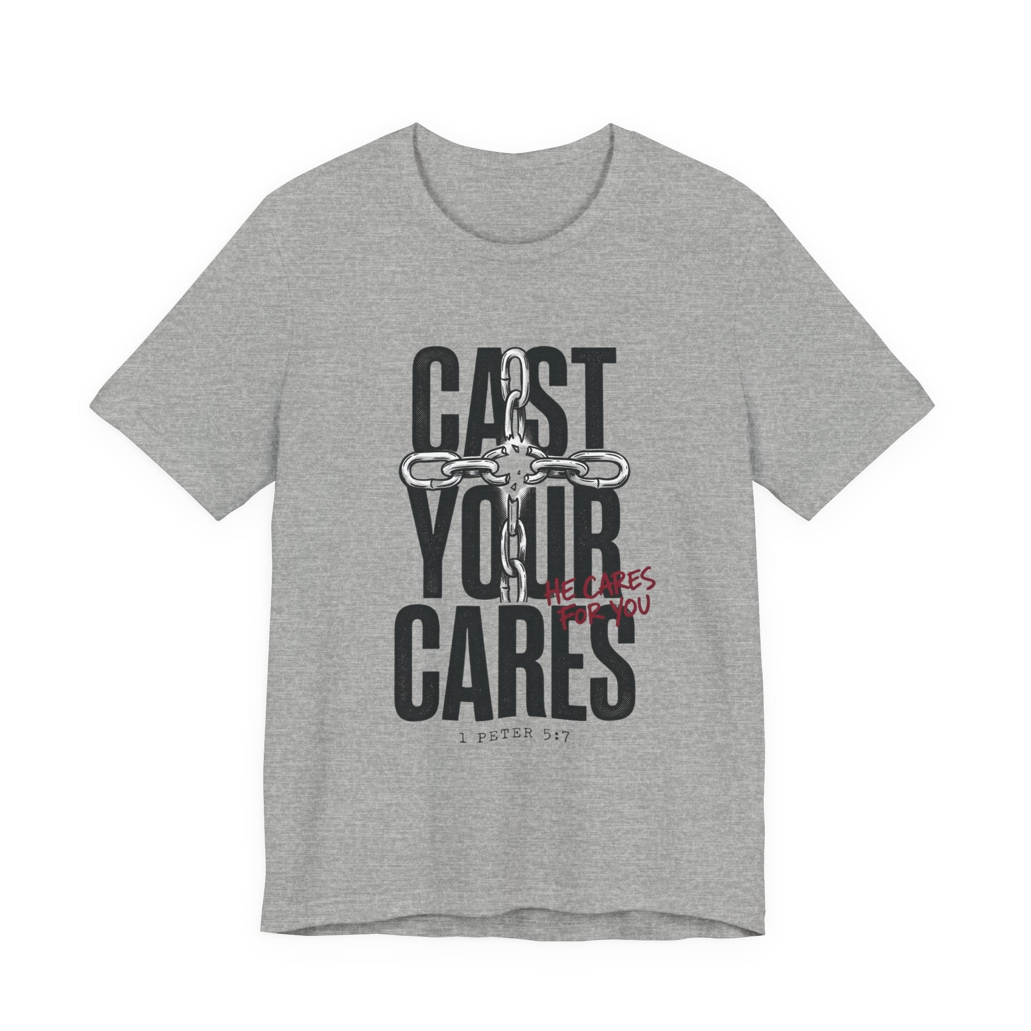 Cast Your Cares Tee | Christian streetwear, scripture cross graphic