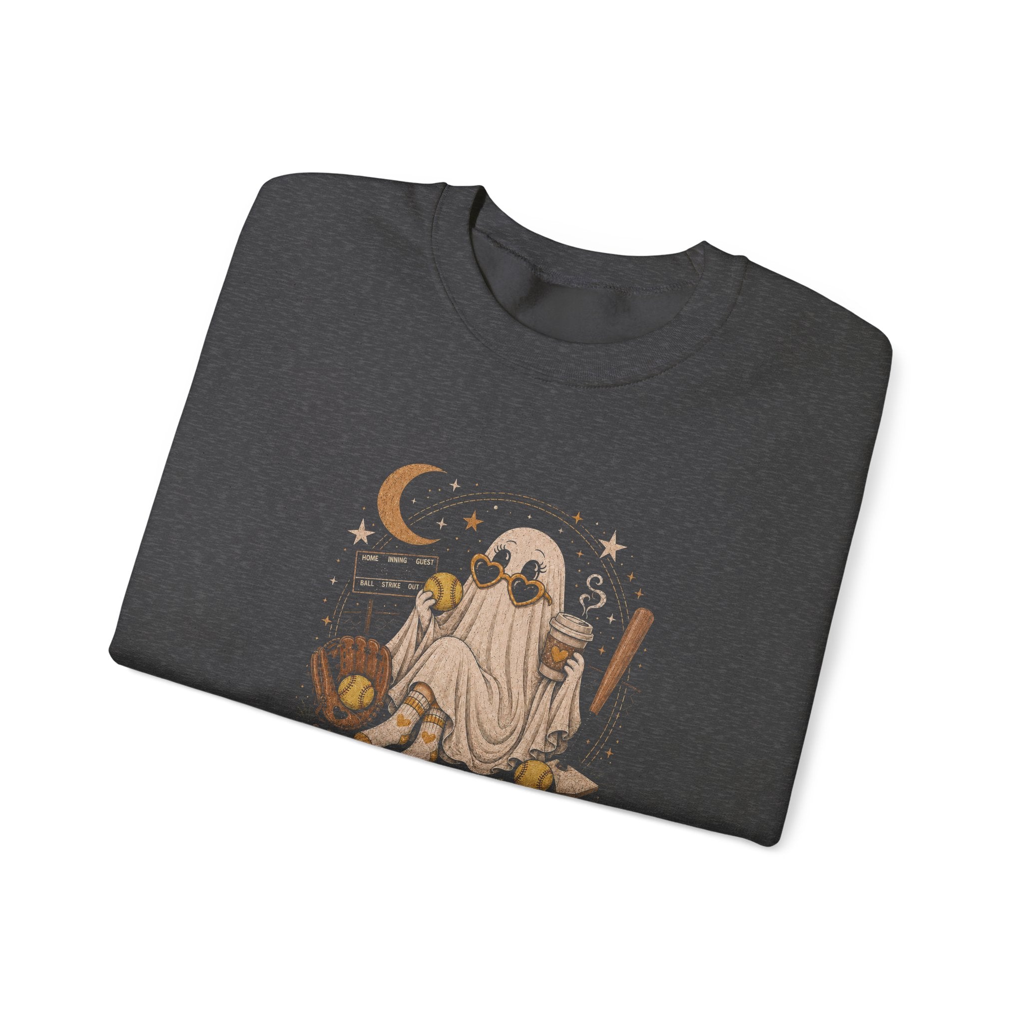 Fall Ball Ghost Sweatshirt — Cute Halloween Crewneck for Fall Baseball Fans
