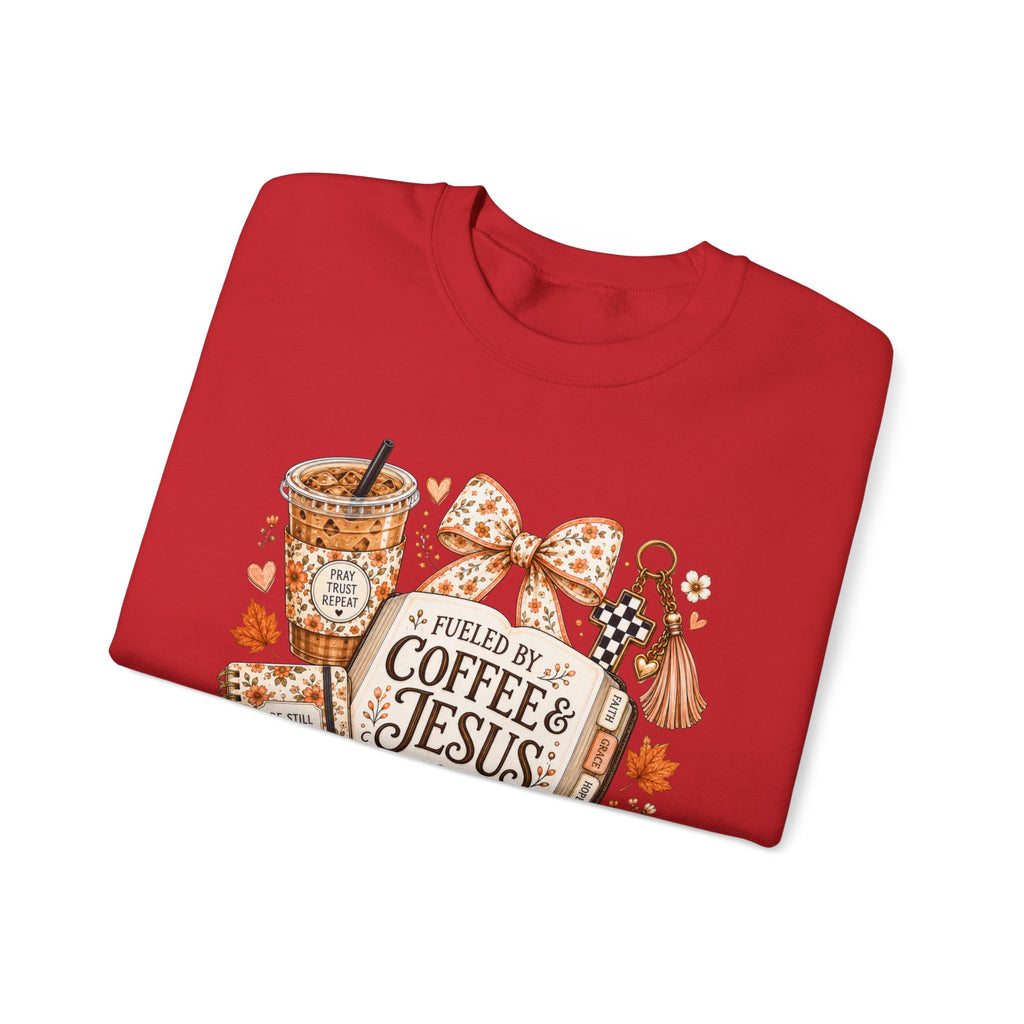 Christian Coffee Sweatshirt — "Fueled by Coffee & Jesus" Crewneck