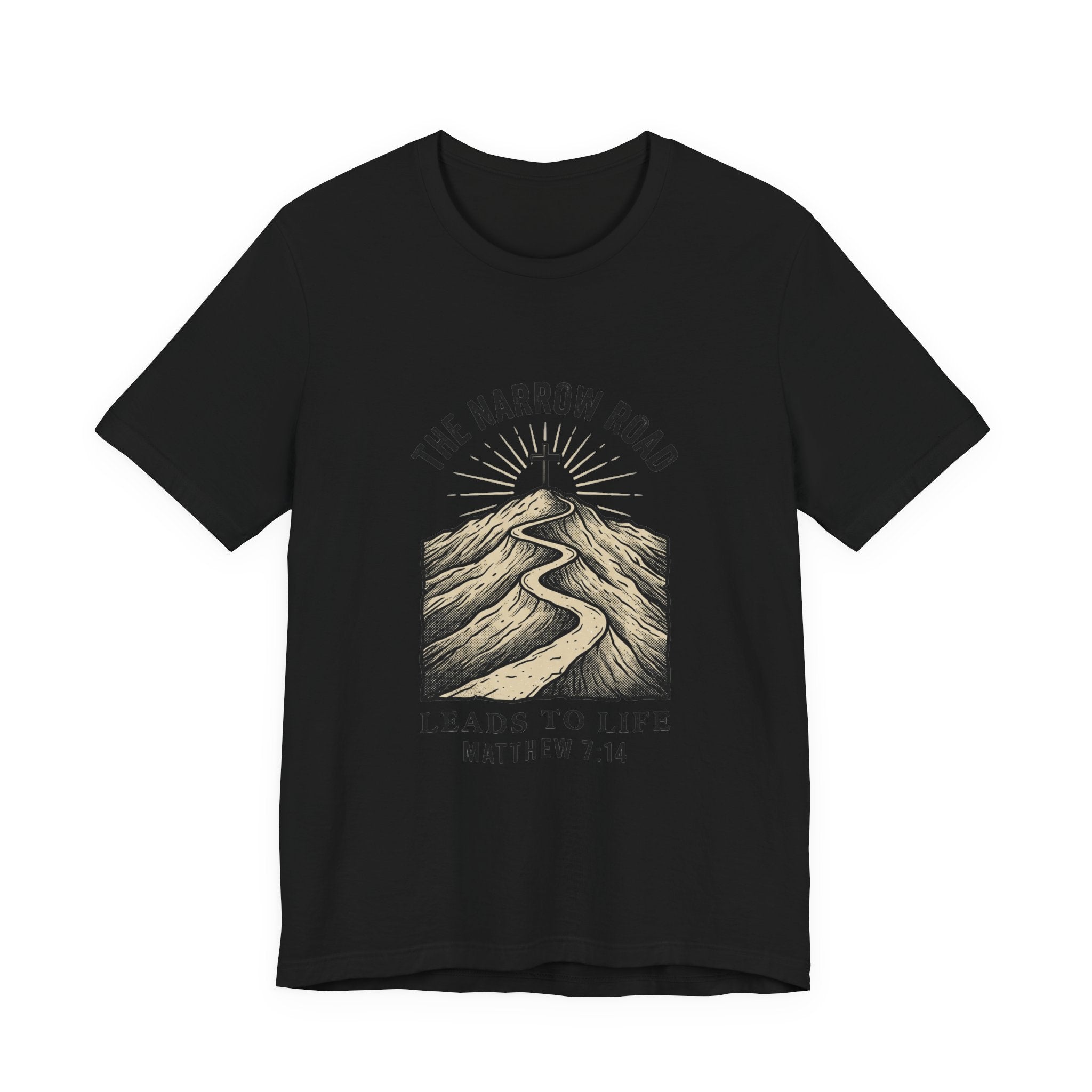 The Narrow Road Tee | Christian Streetwear, Matthew 7:14 Scripture Graphic