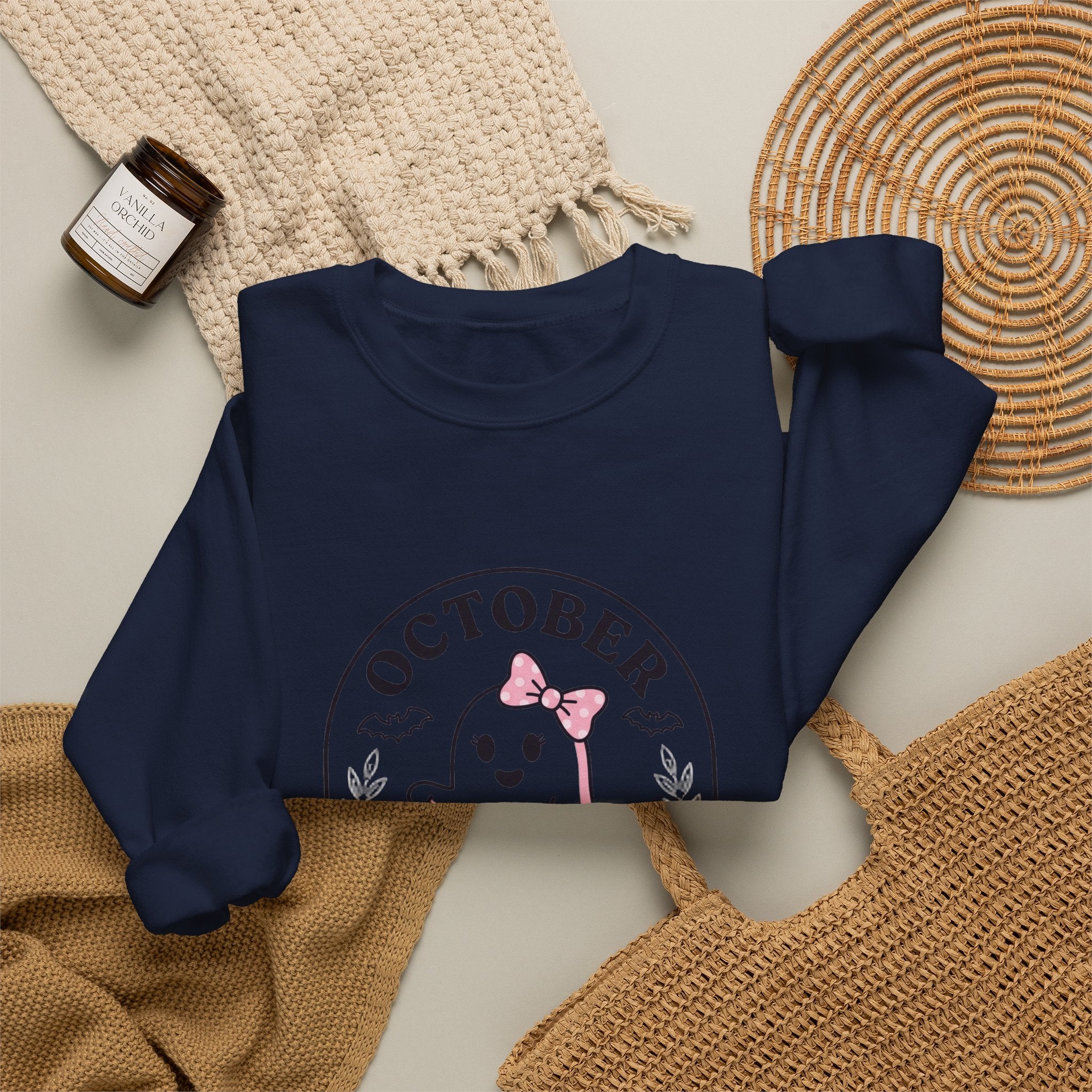 Pink Boo Crew Breast Cancer Awareness Sweatshirt | October ribbon, survivor support