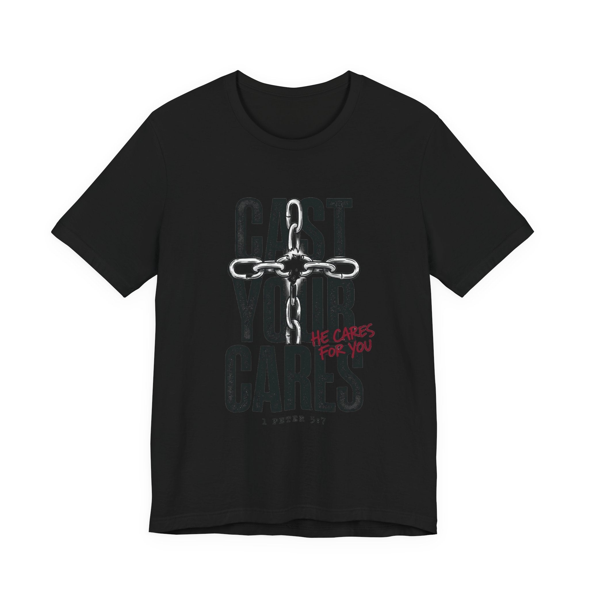 Cast Your Cares Tee | Christian streetwear, scripture cross graphic