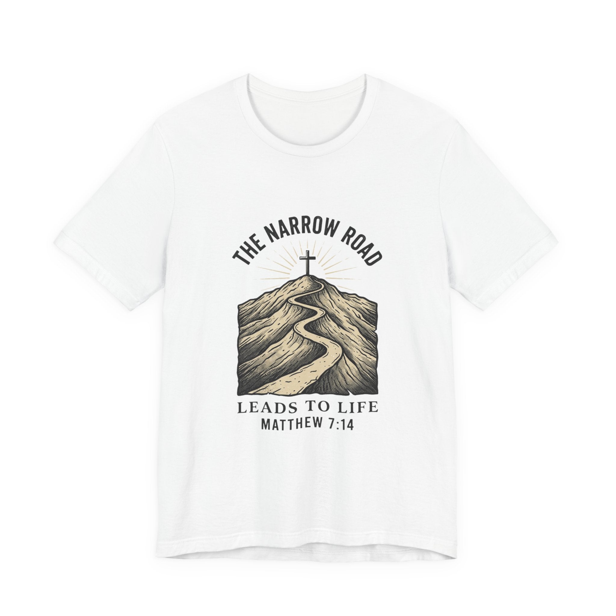 The Narrow Road Tee | Christian Streetwear, Matthew 7:14 Scripture Graphic