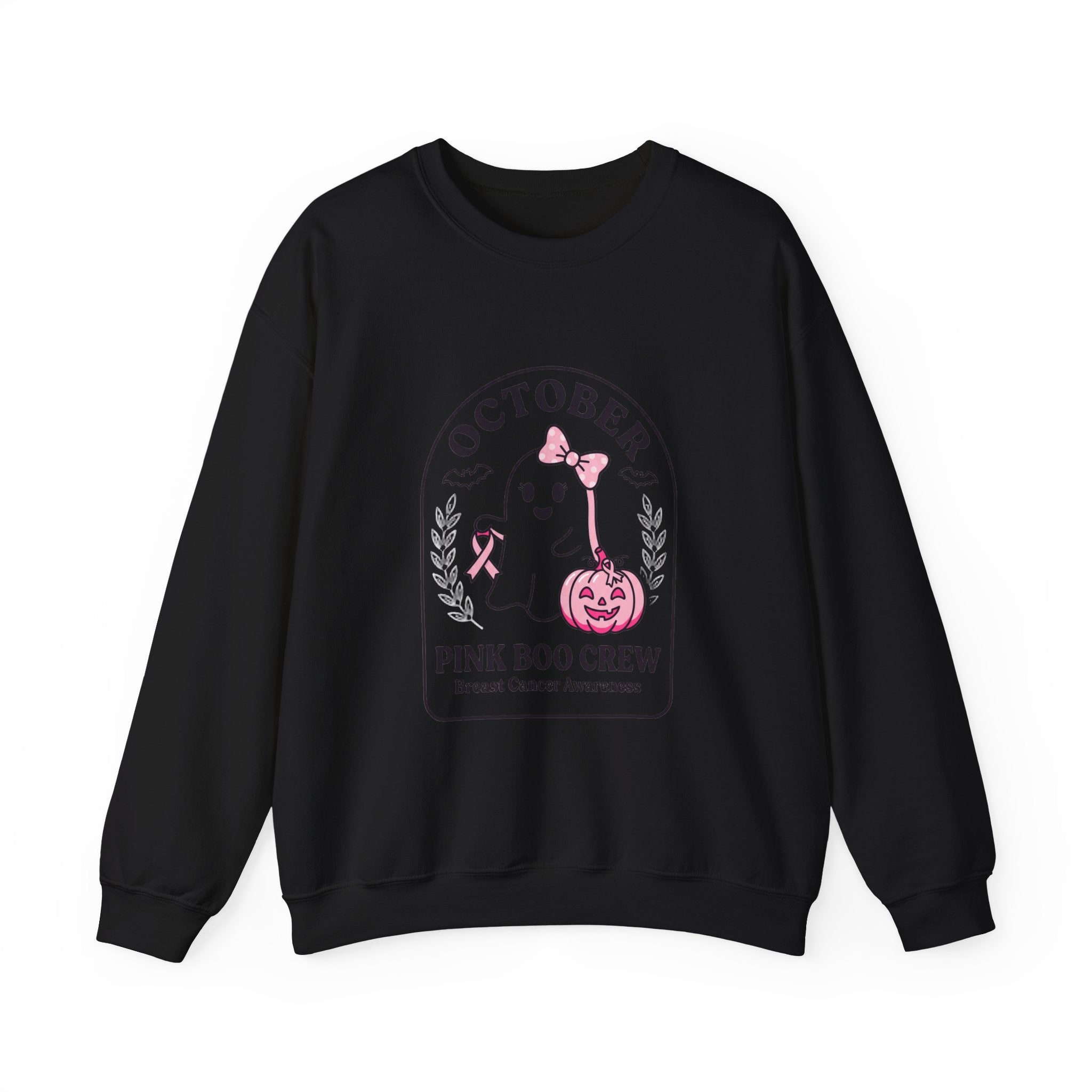 Pink Boo Crew Breast Cancer Awareness Sweatshirt | October ribbon, survivor support