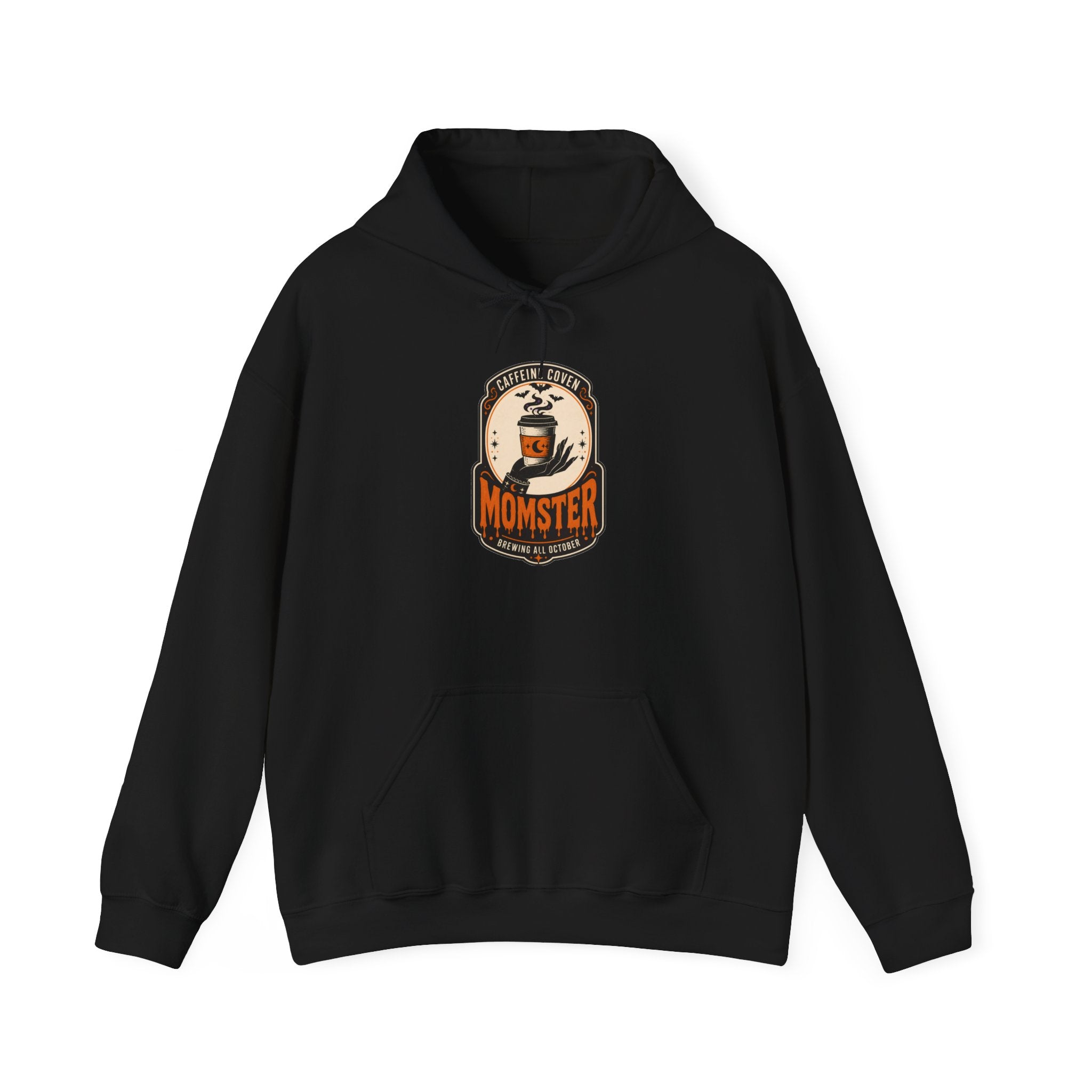 Momster Vampire Logo Hoodie | Halloween mom graphic, bats, distressed lettering