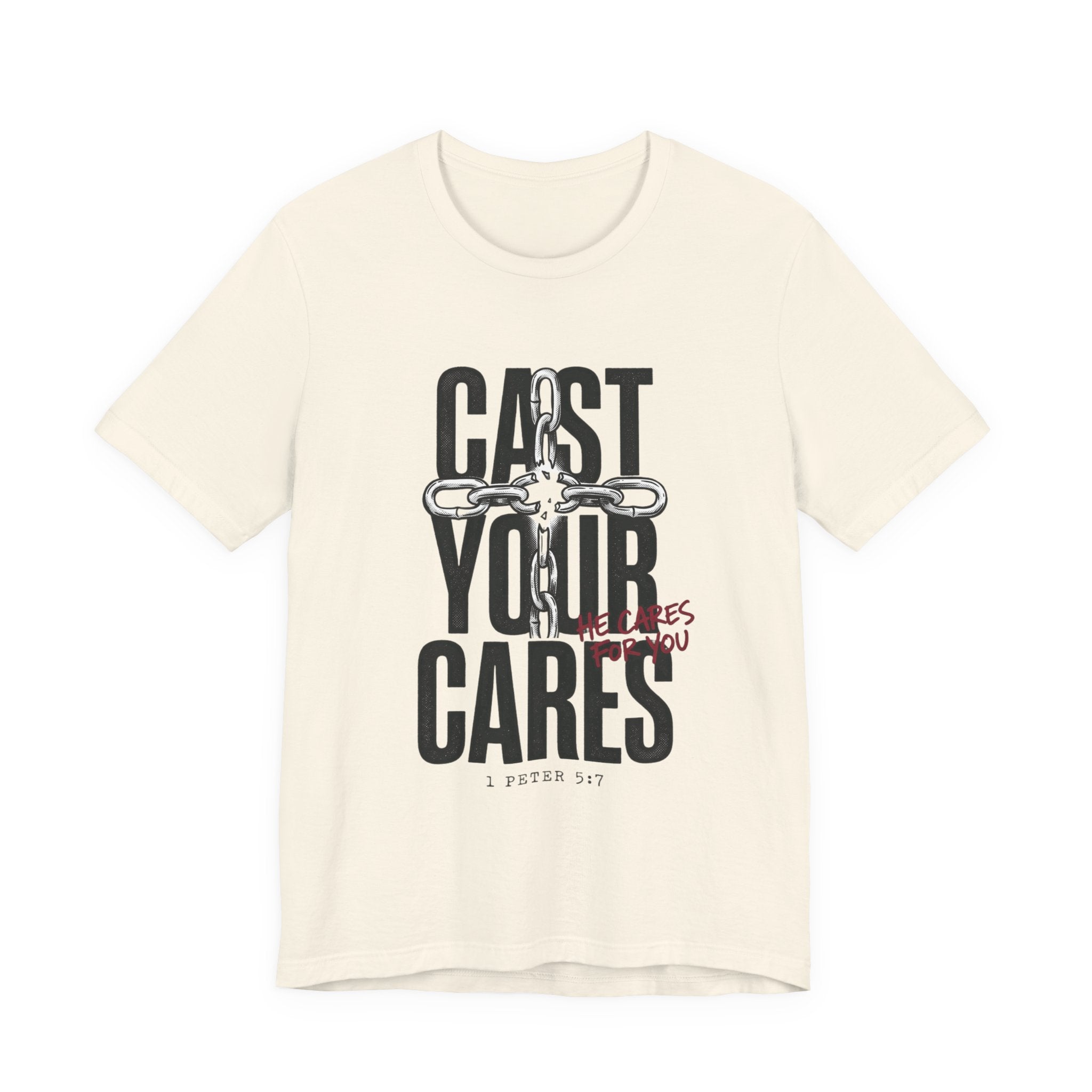 Cast Your Cares Tee | Christian streetwear, scripture cross graphic