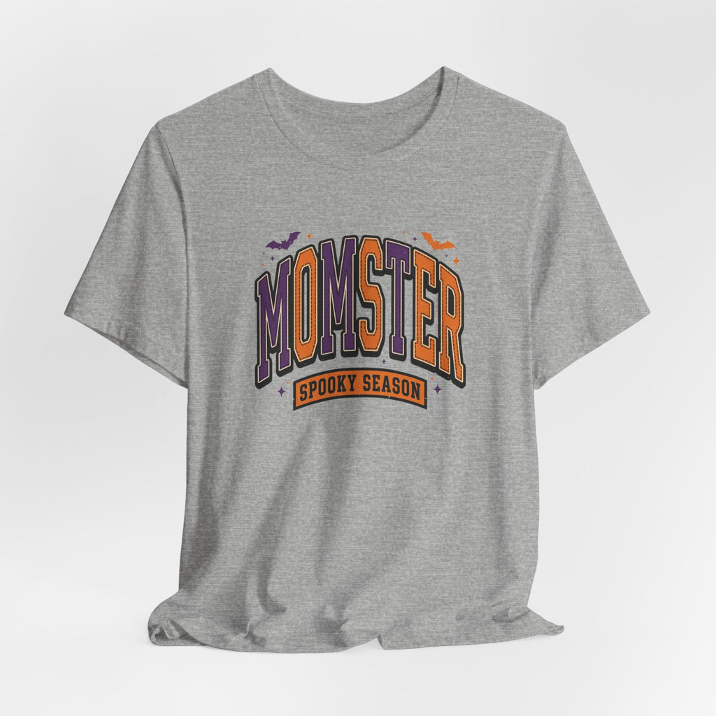 Momster Spooky Season Tee | Halloween Mom shirt, bats, purple & orange