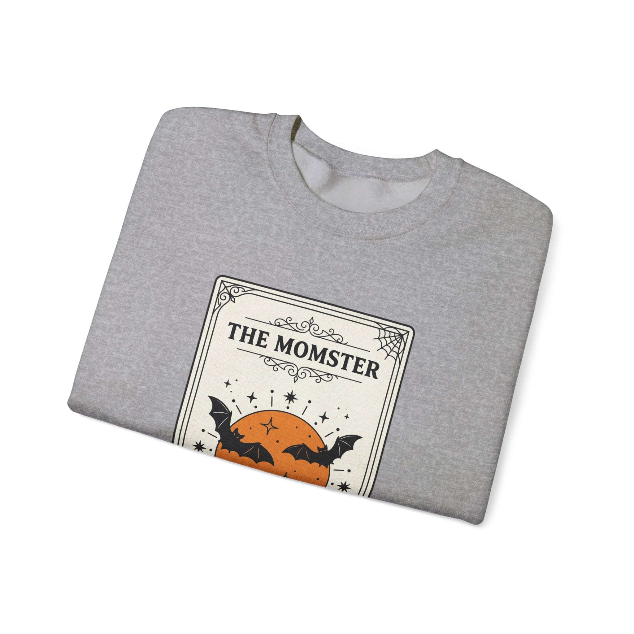 Momster Halloween Crewneck Sweatshirt | Bat Pumpkin Retro Spooky Graphic