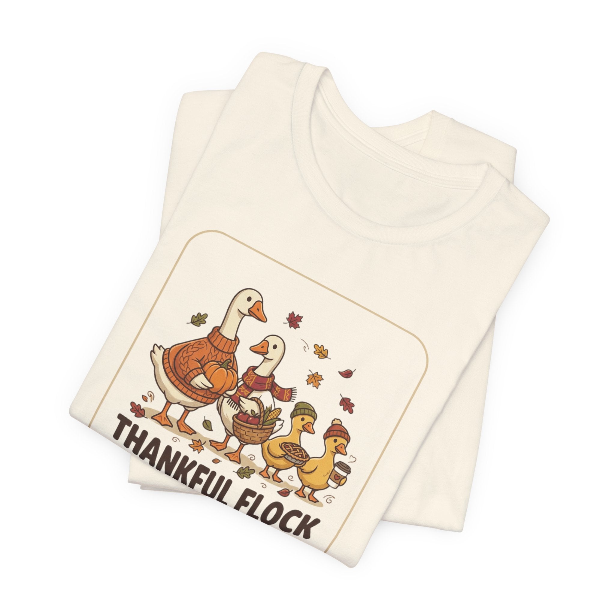 Thankful Flock Tee | Thanksgiving Harvest, Cute Turkey Family, Fall Leaves