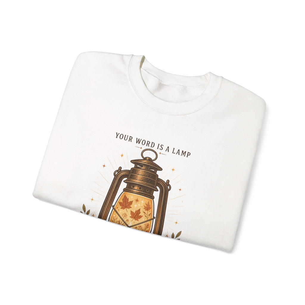 Your Word Is a Lamp Crewneck Sweatshirt | Christian Autumn, Fall Leaves