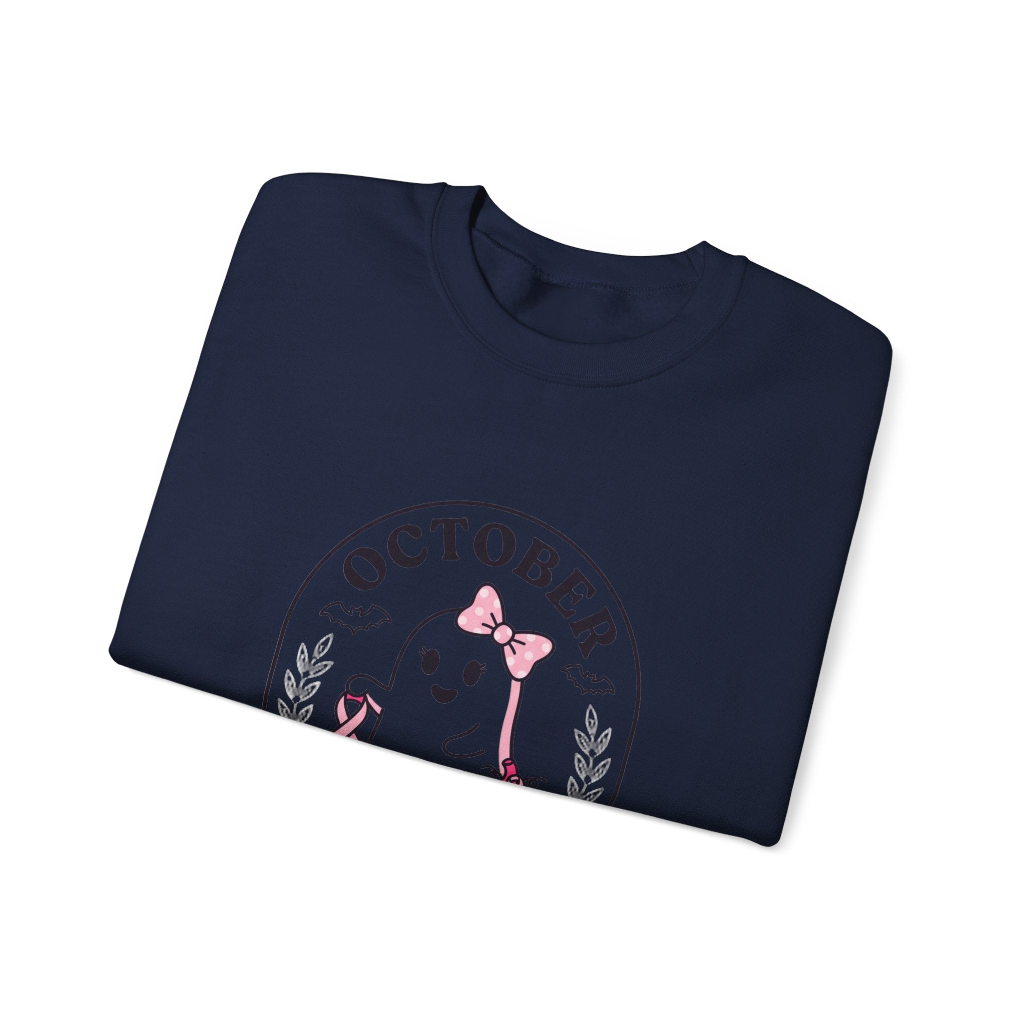 Pink Boo Crew Breast Cancer Awareness Sweatshirt | October ribbon, survivor support