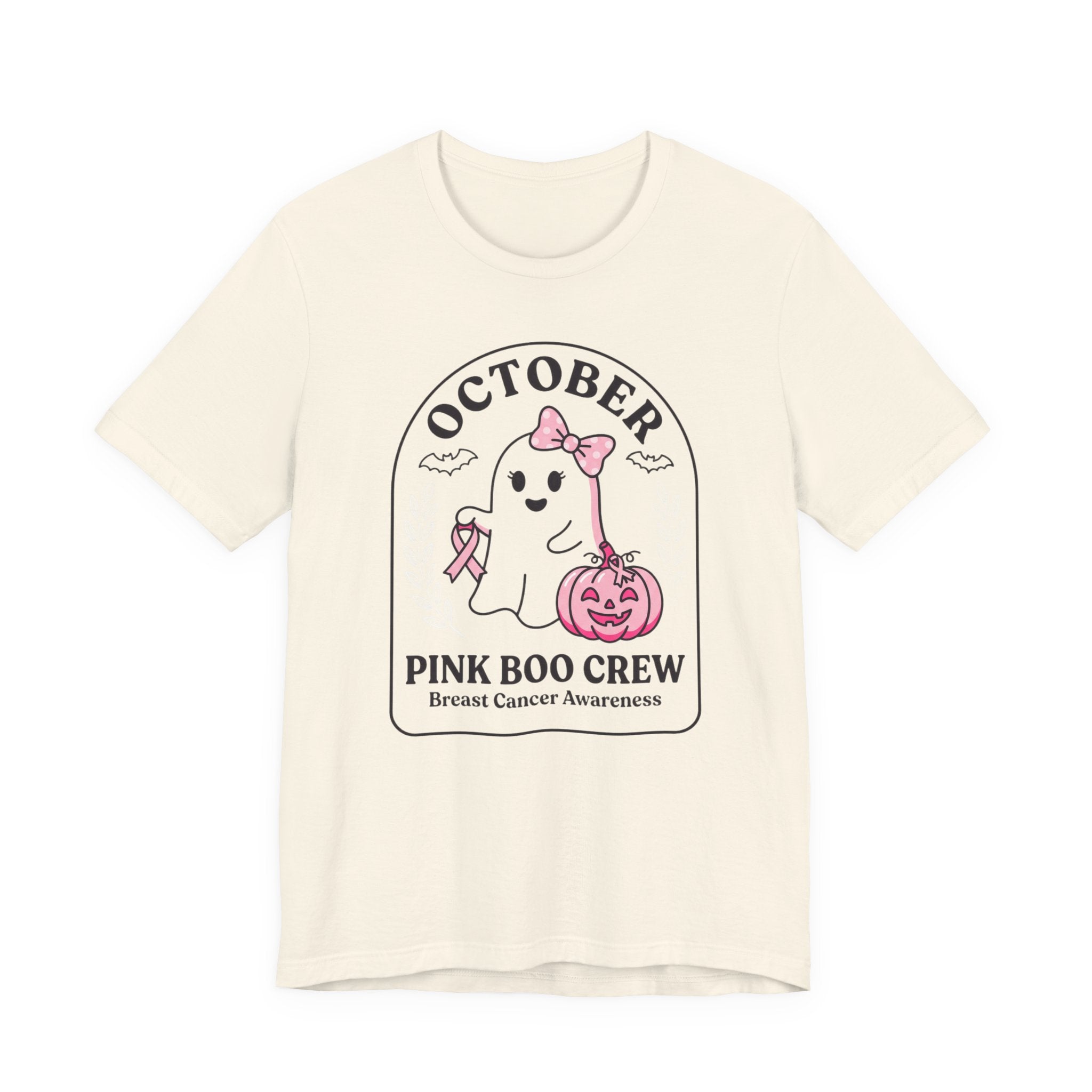 Pink Boo Crew Tee | Breast Cancer Awareness Ribbon, October Halloween Support