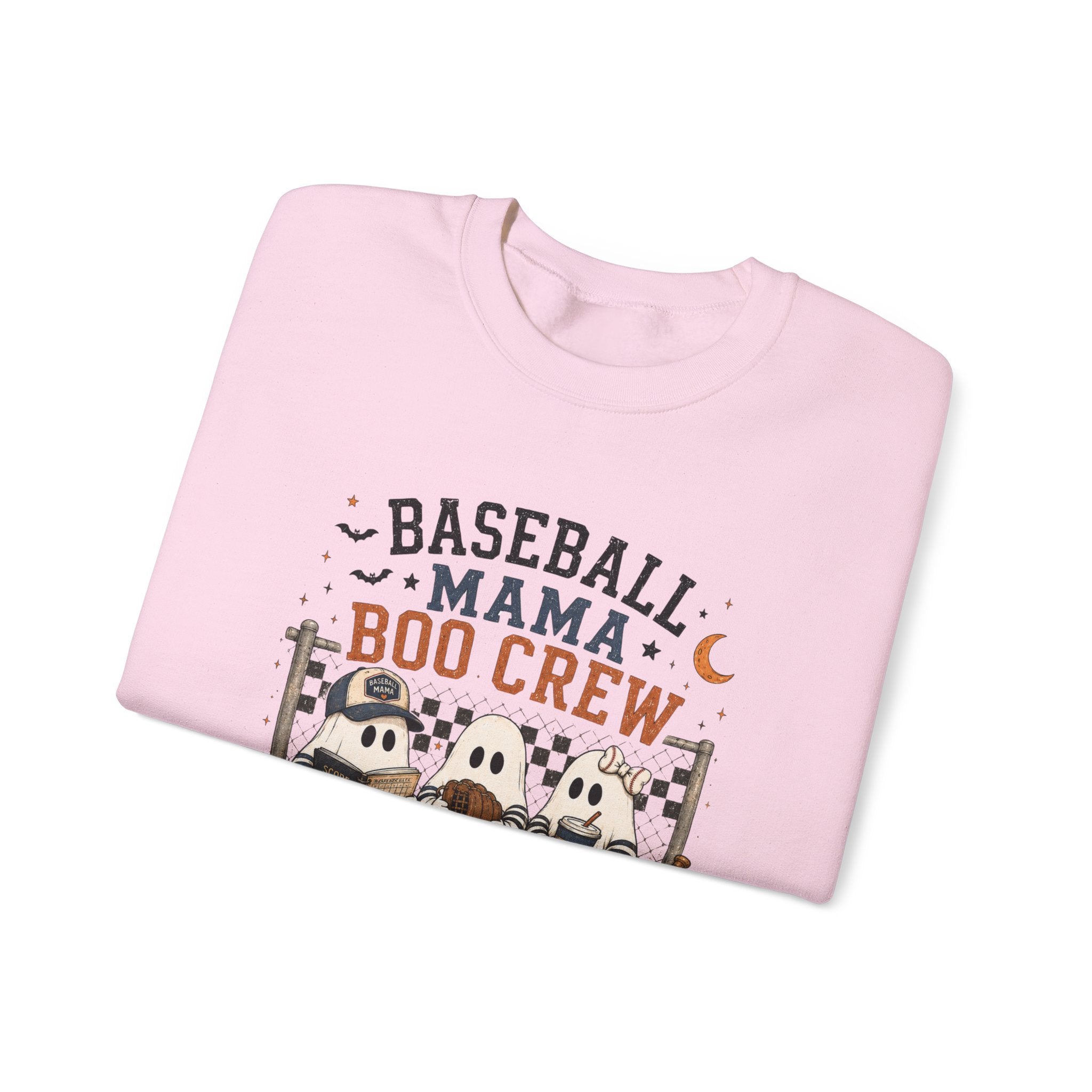 Baseball Mama Boo Crew Sweatshirt — Halloween Baseball Mom Pullover