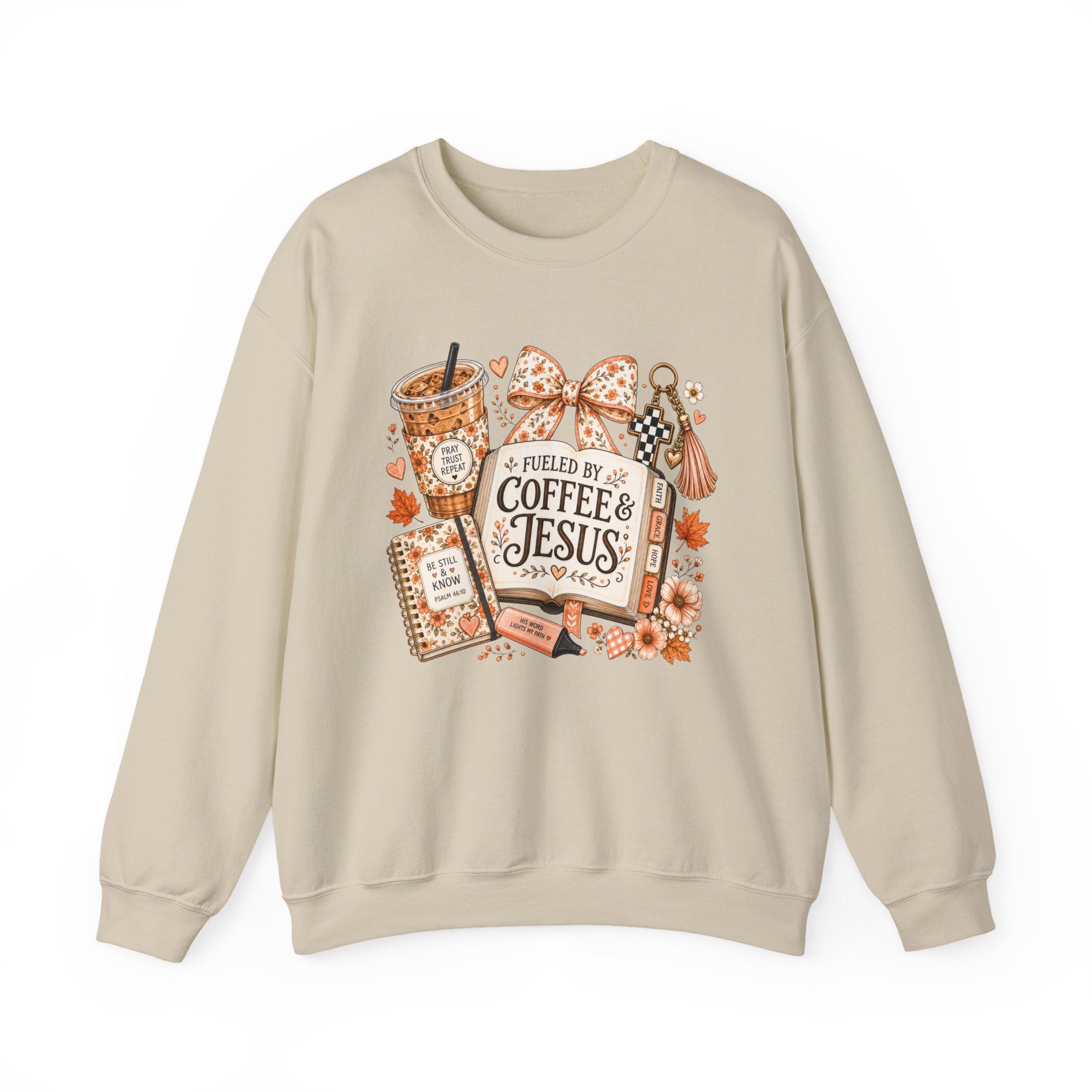 Christian Coffee Sweatshirt — "Fueled by Coffee & Jesus" Crewneck