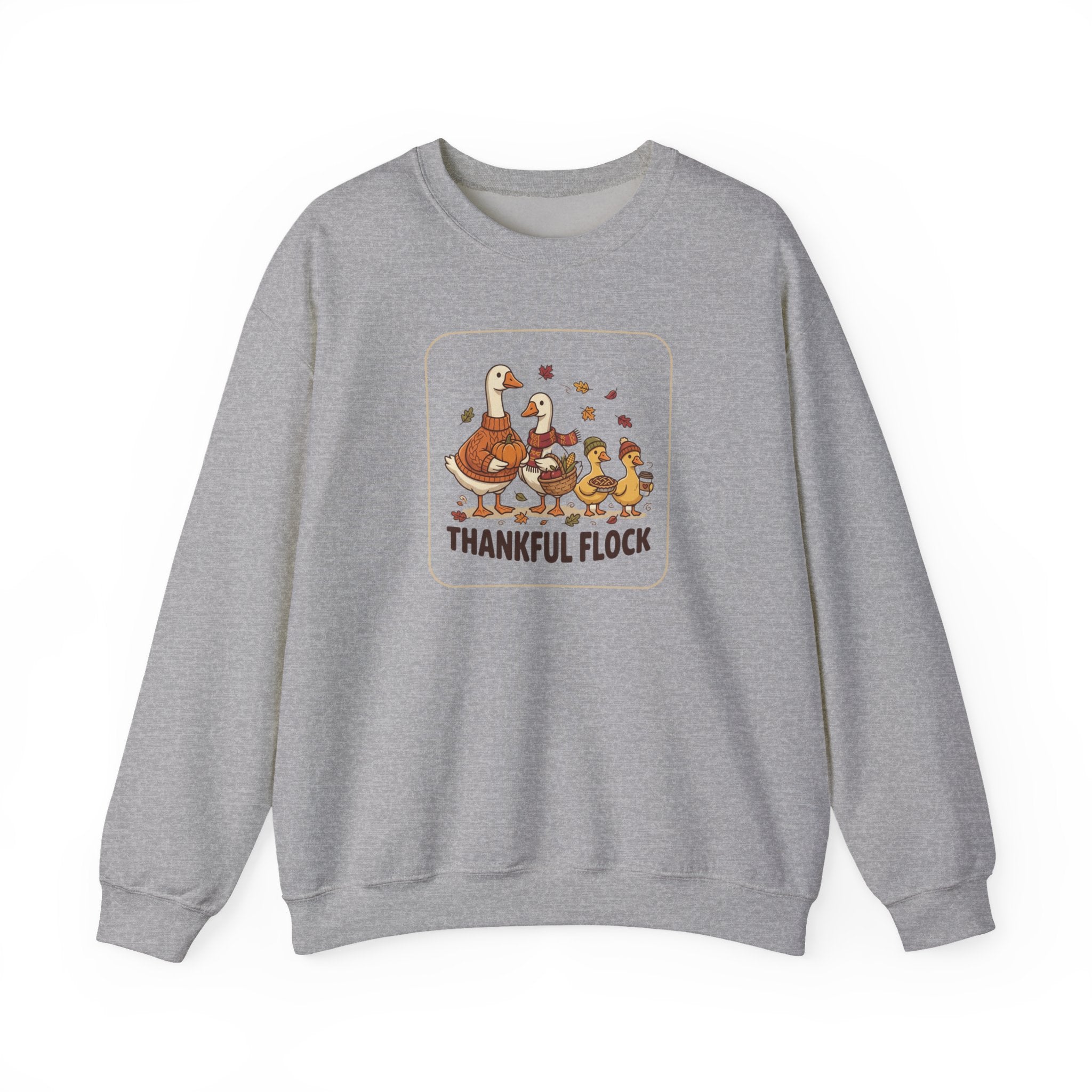 Thankful Flock Crewneck Sweatshirt | Thanksgiving Turkey, Fall Foliage