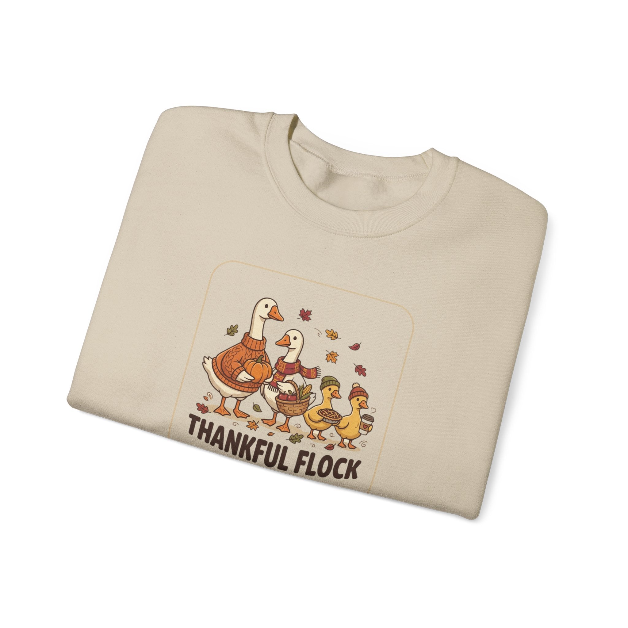 Thankful Flock Crewneck Sweatshirt | Thanksgiving Turkey, Fall Foliage
