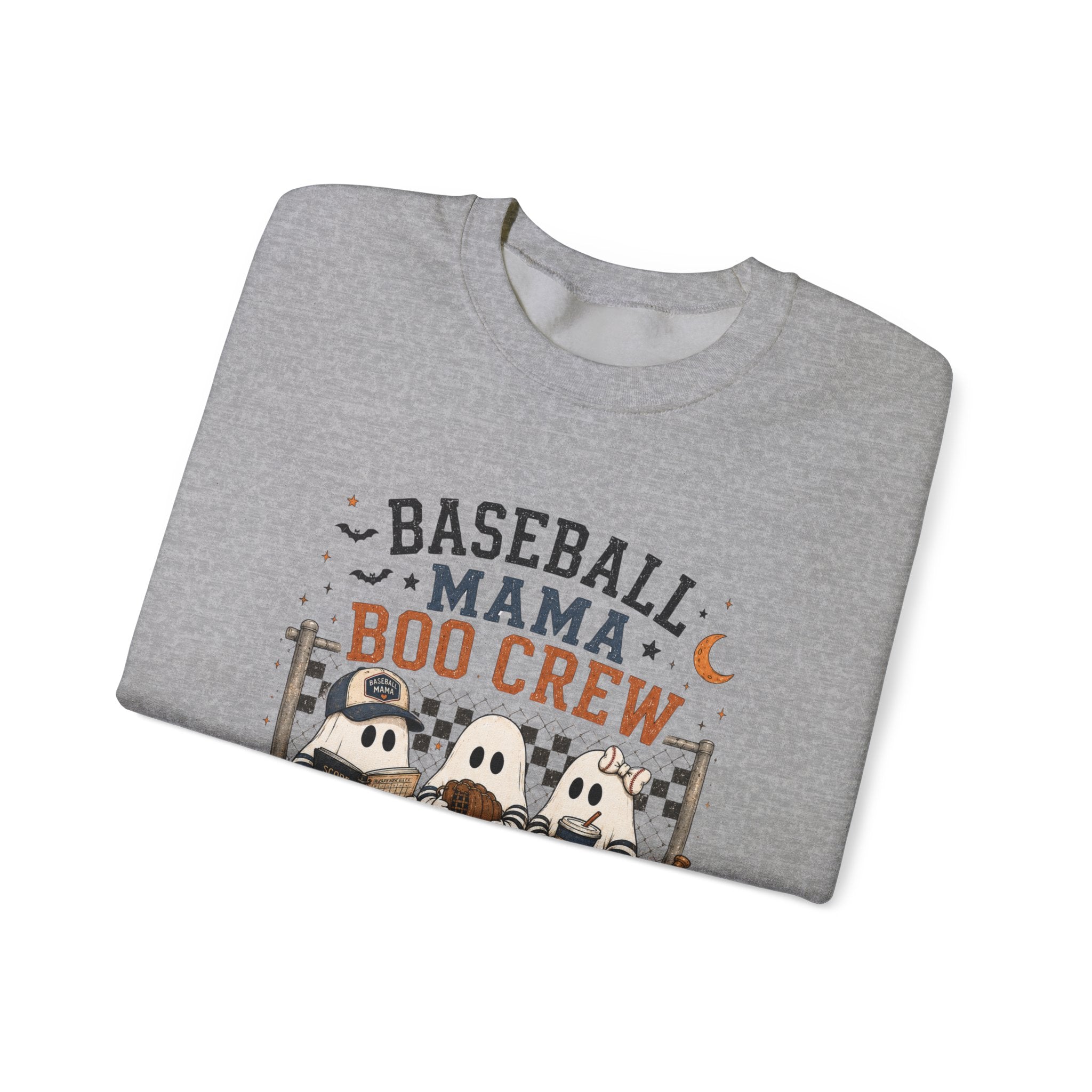 Baseball Mama Boo Crew Sweatshirt — Halloween Baseball Mom Pullover