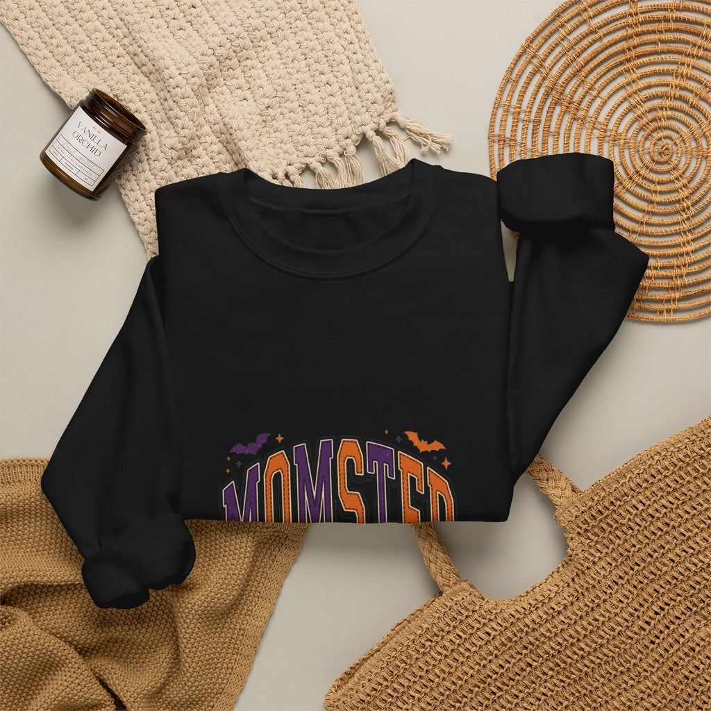 Momster Spooky Season Crewneck Sweatshirt | Halloween mom, bats, vintage orange-purple